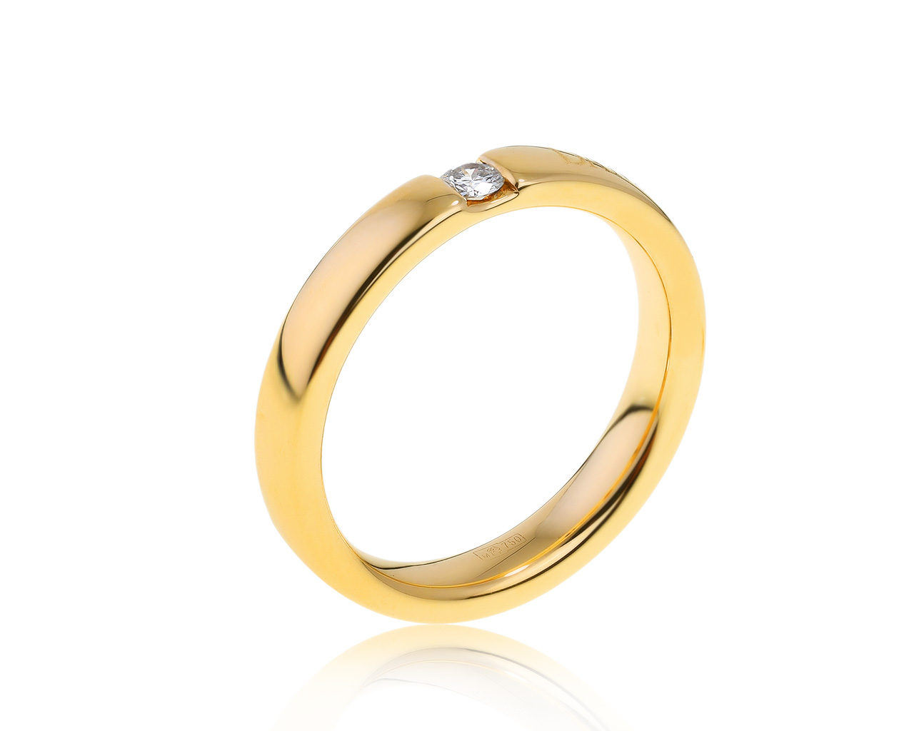 Оригинальное золотое кольцо с бриллиантом 0.07ct Damiani Veramore 090421/2