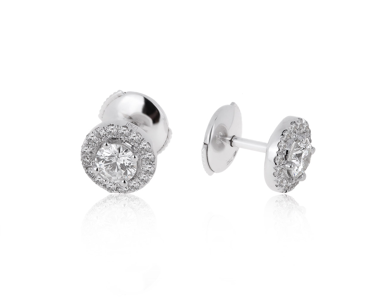 Изящные золотые серьги с бриллиантами 0.85ct