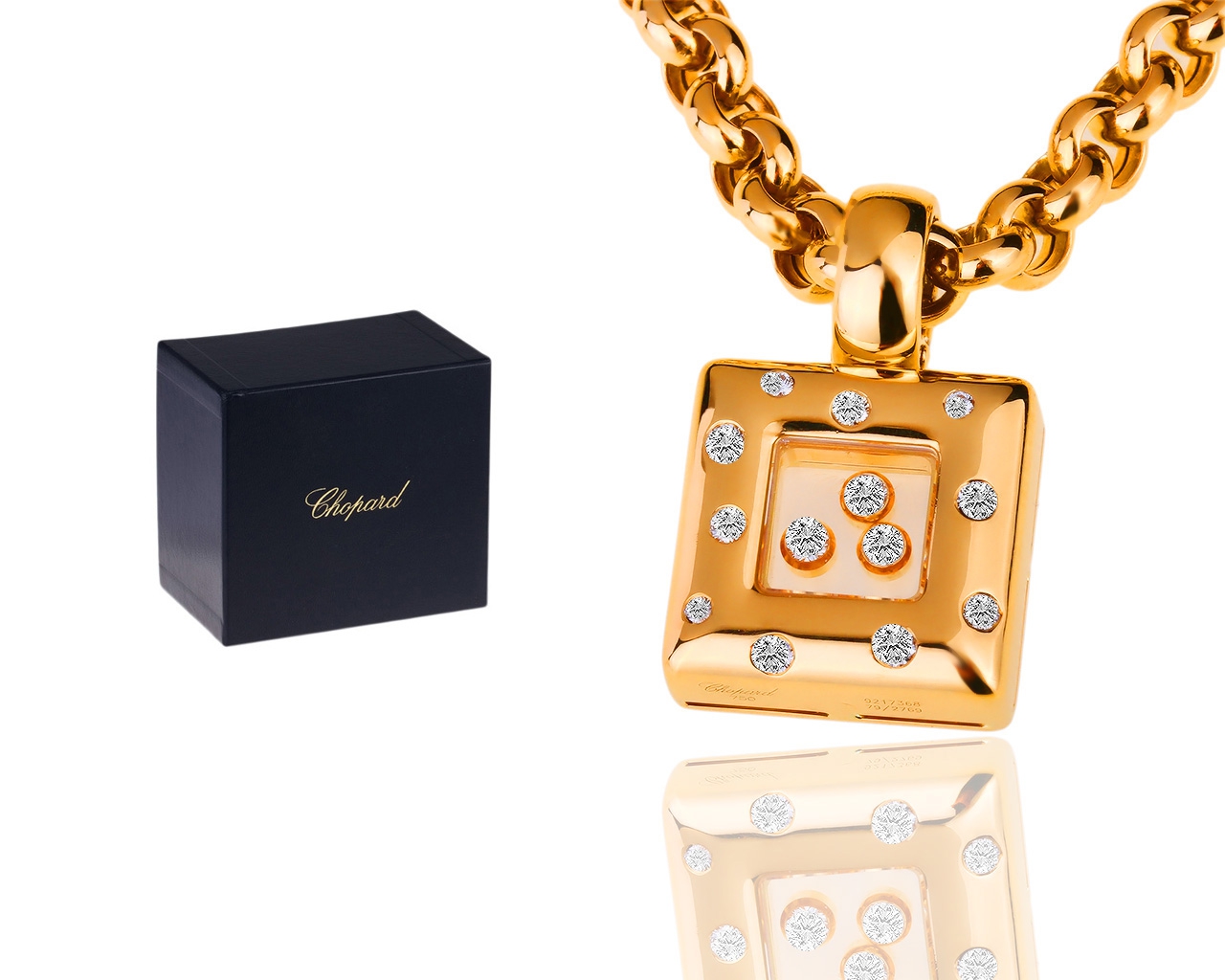 Золотая подвеска с бриллиантами 0.25ct Chopard Happy Diamonds