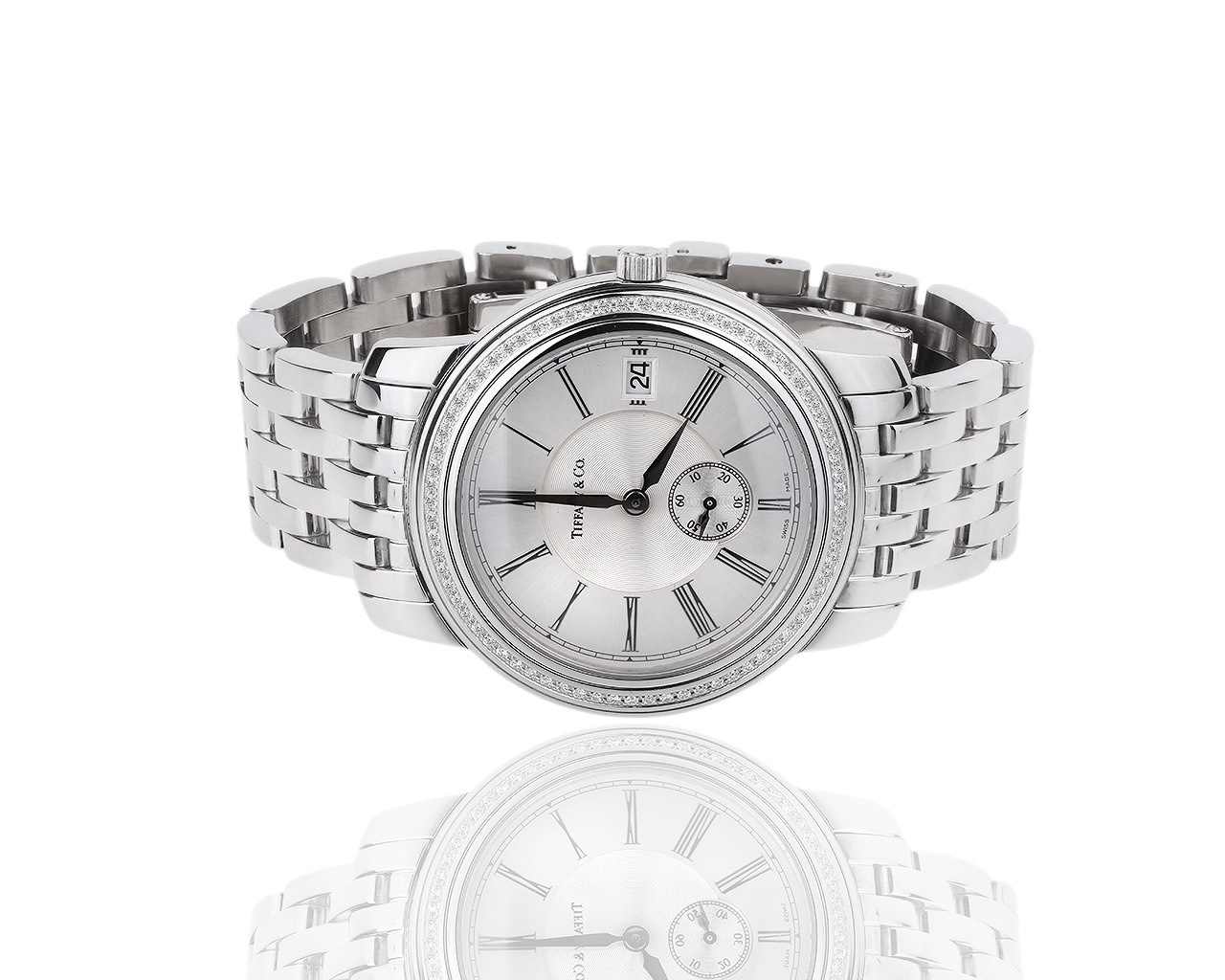 Прекрасные часы с бриллиантами 0.45ct Tiffany&Co Atlas 041018/2