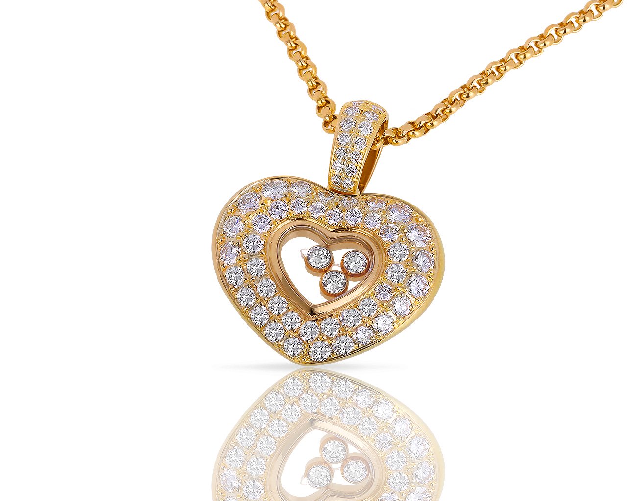 Золотая подвеска с бриллиантами 1.62ct Chopard Happy Diamond 280618/7
