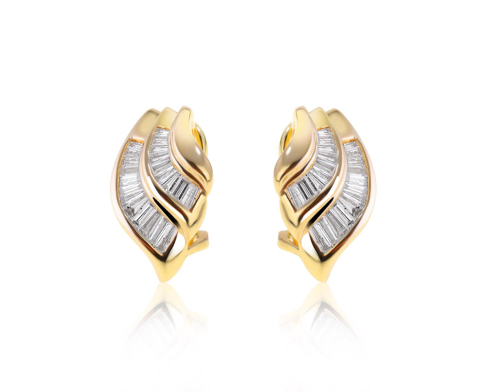 Модные золотые серьги с бриллиантами 0.98ct