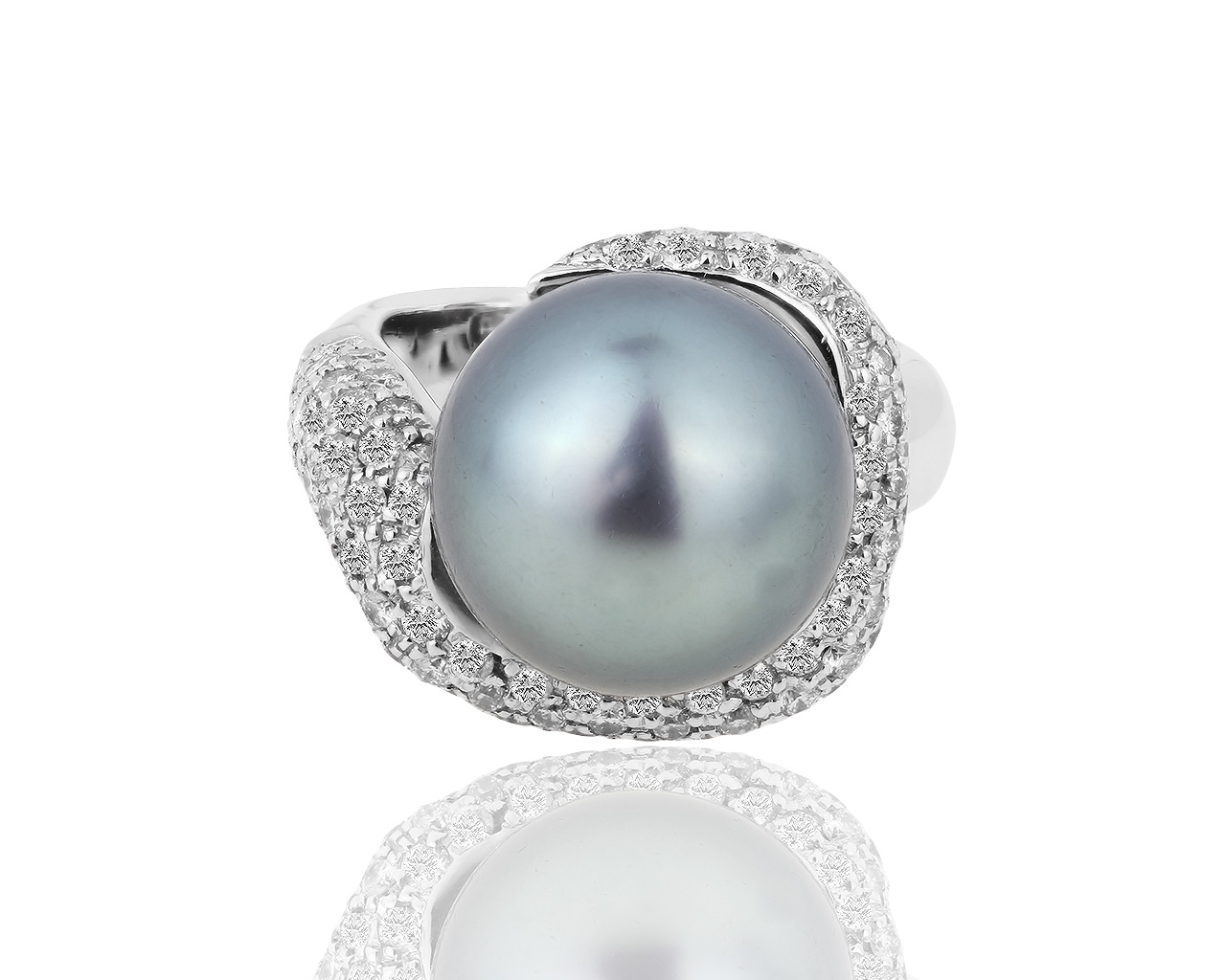 Золотое кольцо с жемчугом и бриллиантами 1.65ct 161118/7