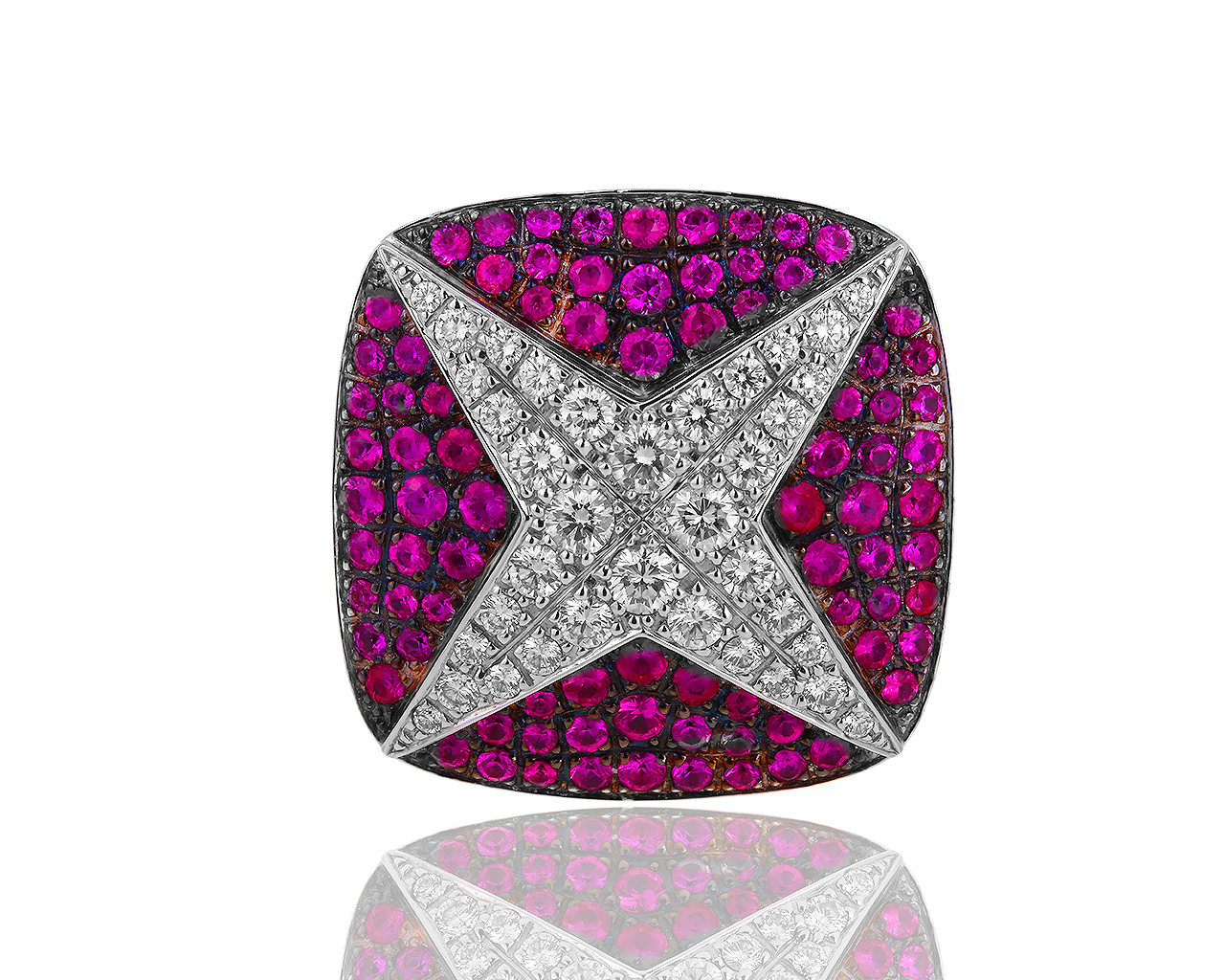 Оригинальное золотое кольцо с бриллиантами и рубинами Mauboussin 060319/5