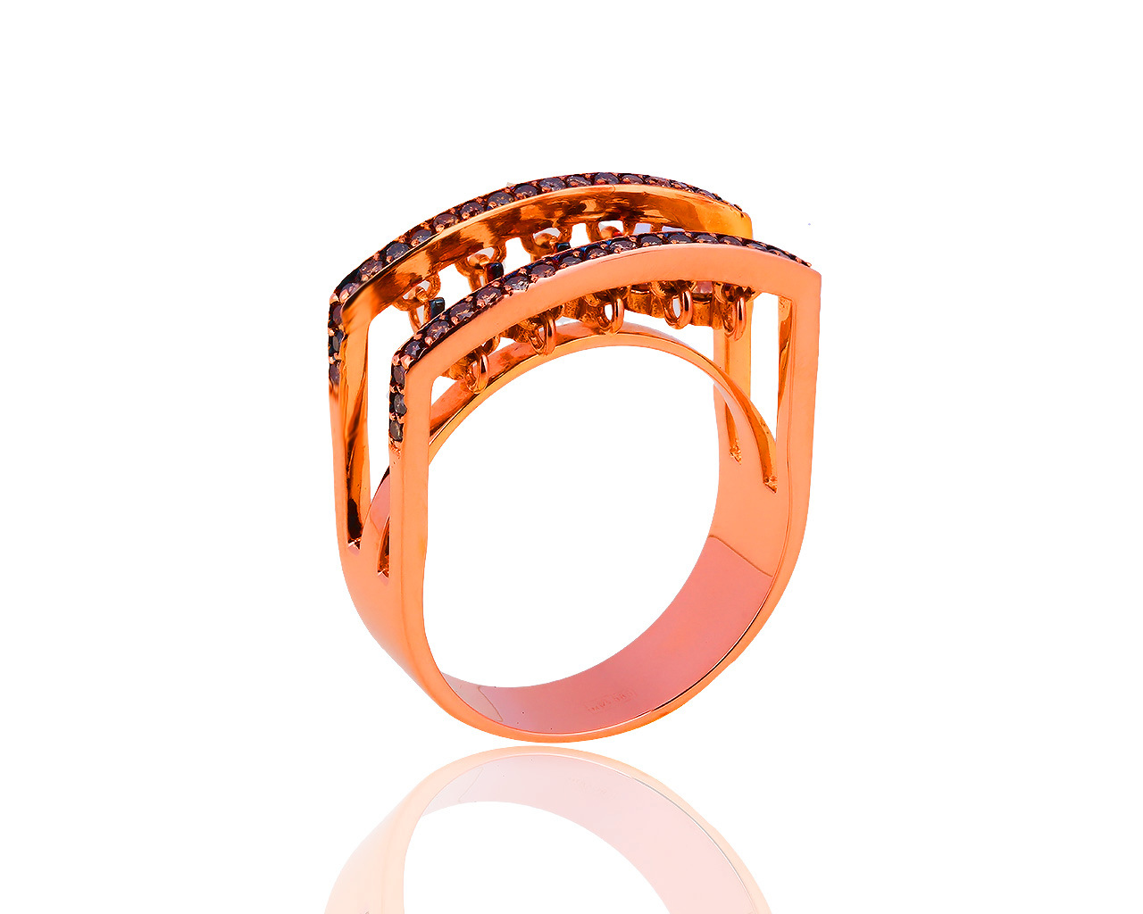 Золотое кольцо с танцующими бриллиантами 0.87ct Roberto Bravo