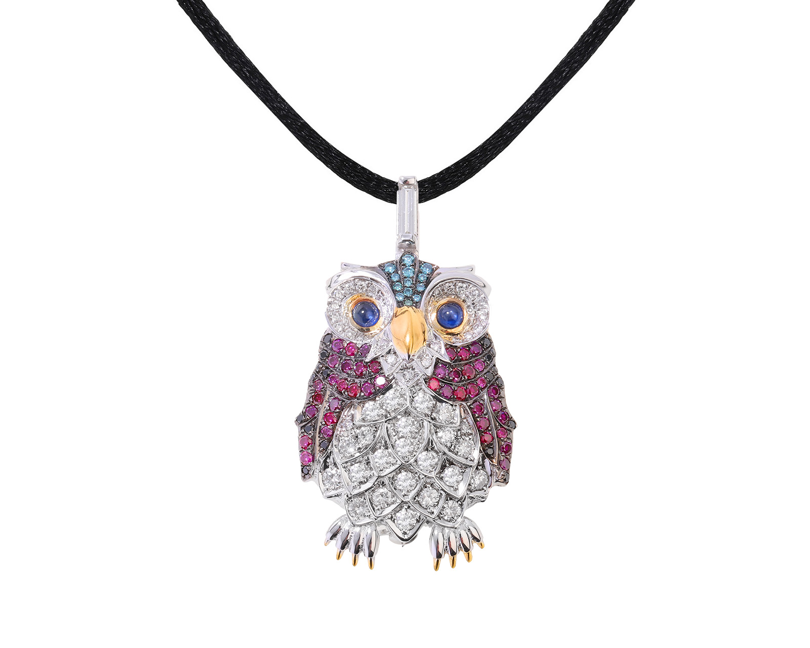 Потрясающий золотой кулон-брошь с бриллиантами 2.62ct