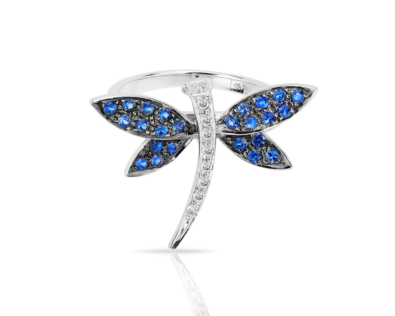 Золотое кольцо с бриллиантами и сапфирами 0.41ct 200318/19