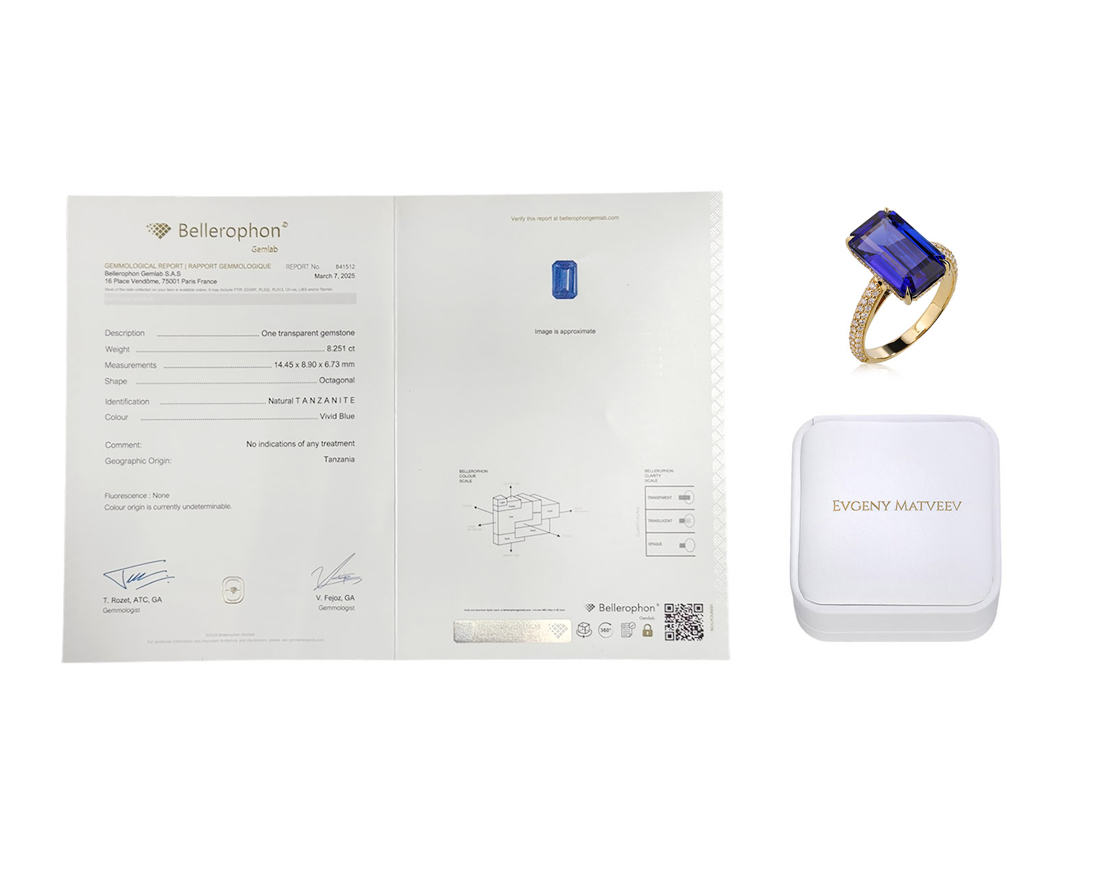 Золотое кольцо с танзанитом 8.25ct и бриллиантами 0.43ct Evgeny Matveev