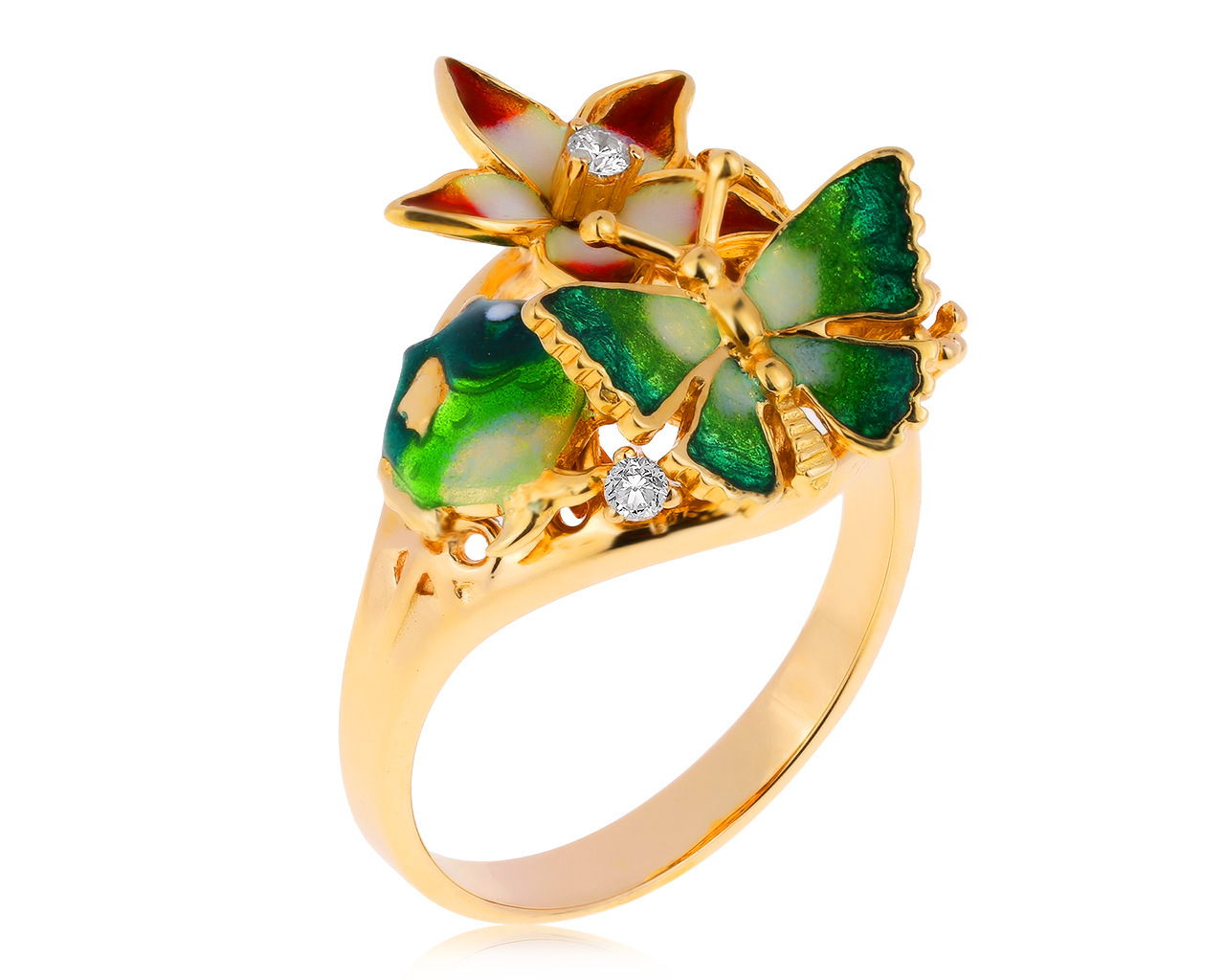 Оригинальное золотое кольцо с бриллиантами 0.05ct Roberto Bravo Noah`s Ark 260920/3