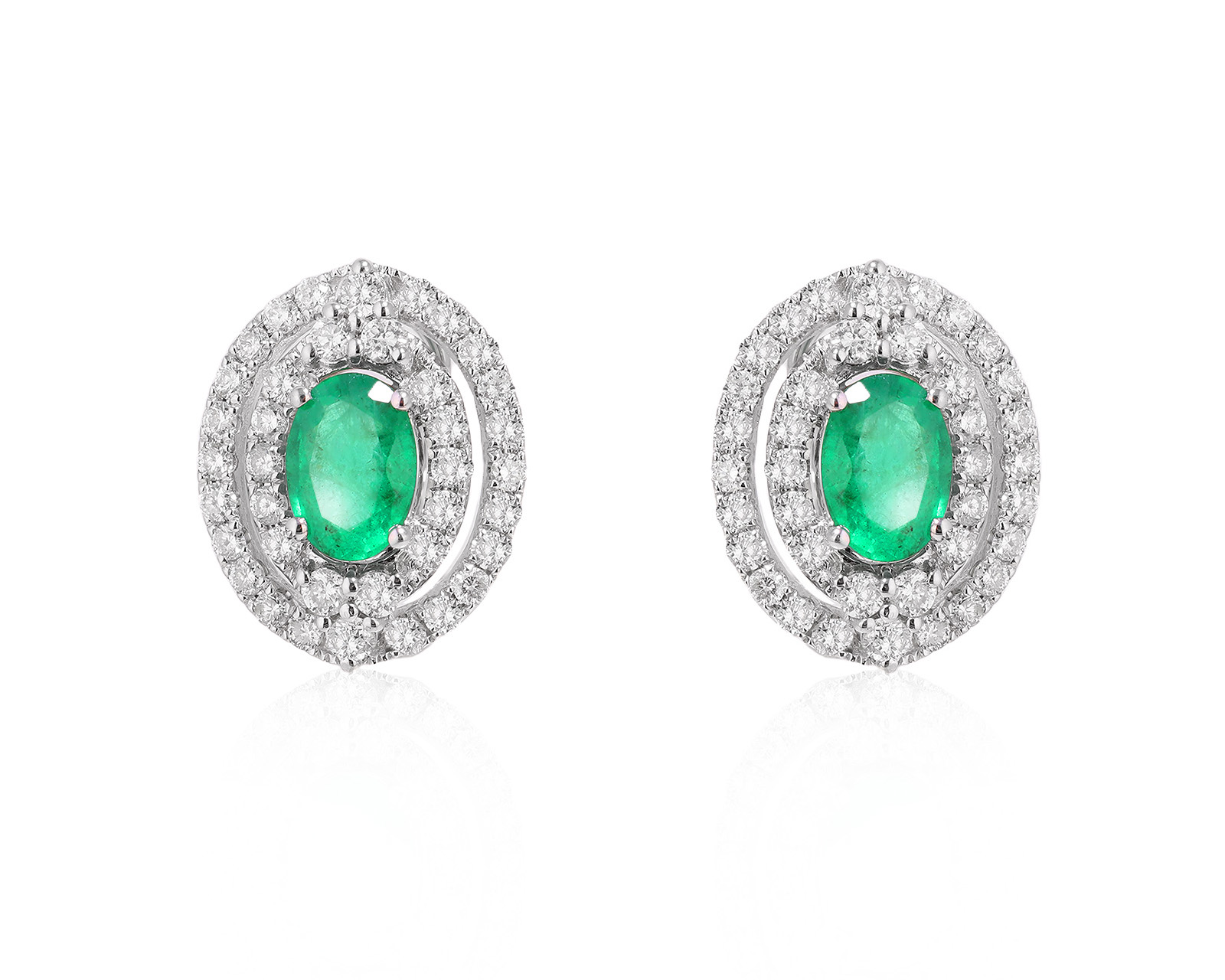 Золотые серьги с изумрудами 1.21ct и бриллиантами 0.88ct 080825/25