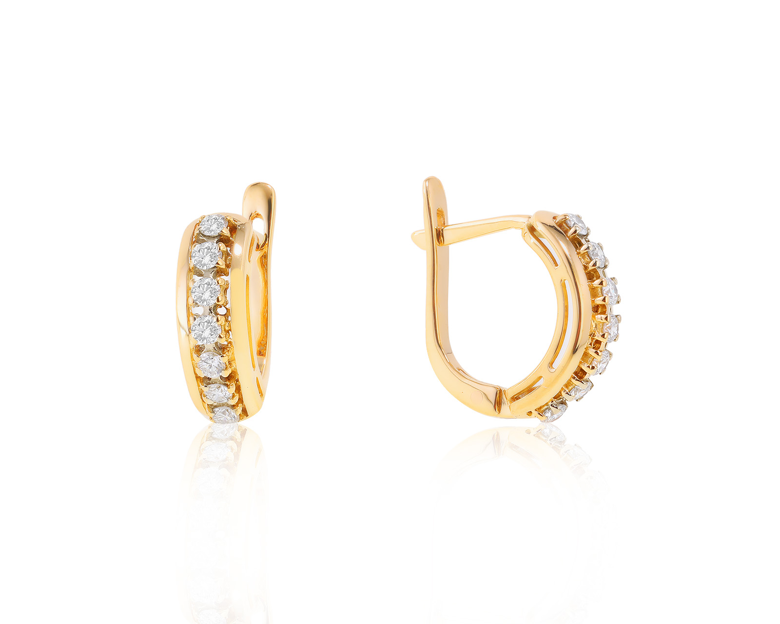 Солидные золотые серьги с бриллиантами 0.42ct 181222/4