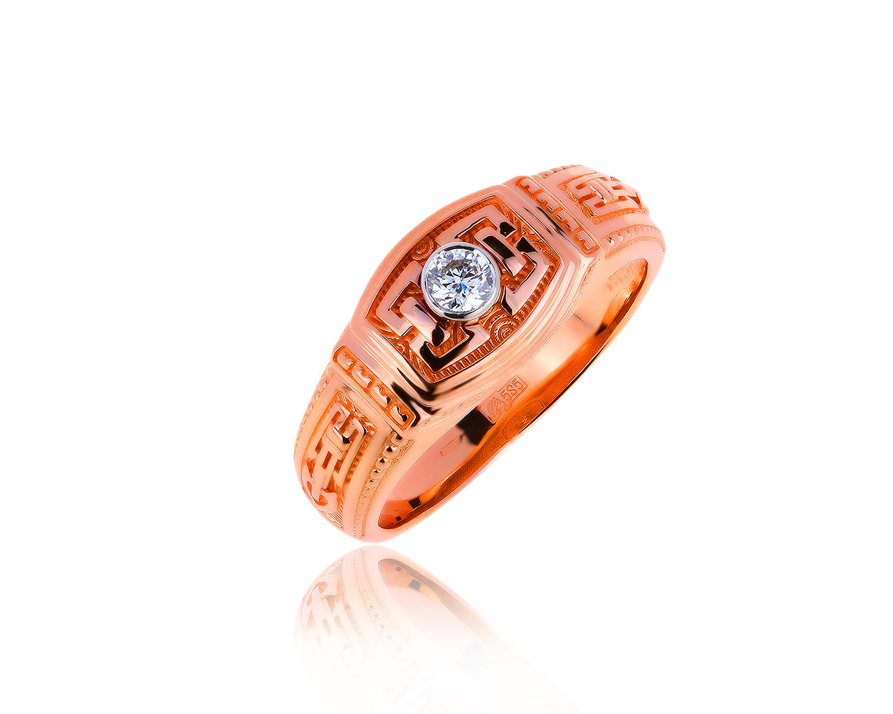 Стильное золотое кольцо с бриллиантом 0.18ct 120819/1