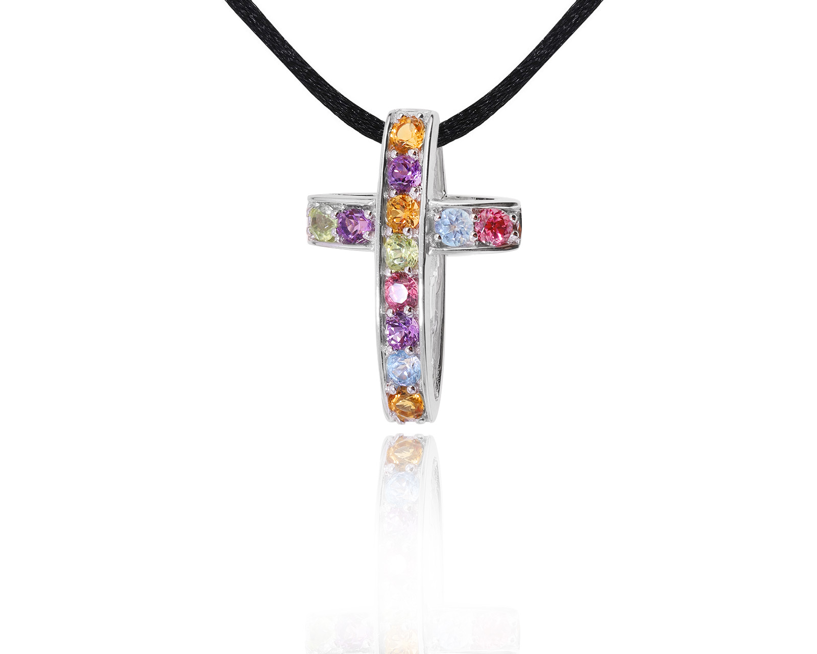 Оригинальный золотой кулон с цветными камнями 0.80ct Mauro Conti 160724/15