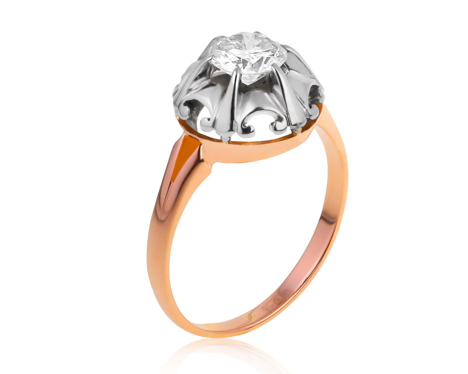 Винтажное золотое кольцо с бриллиантом 0.75ct СССР 140621/1