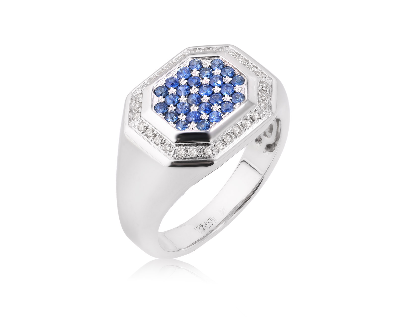 Золотое кольцо с сапфирами 0.52ct и бриллиантами 0.24ct 990392/1