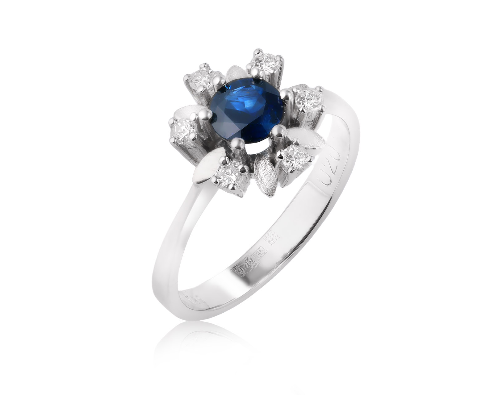 Золотое кольцо с сапфиром 0.60ct и бриллиантами 0.18ct 091225/2