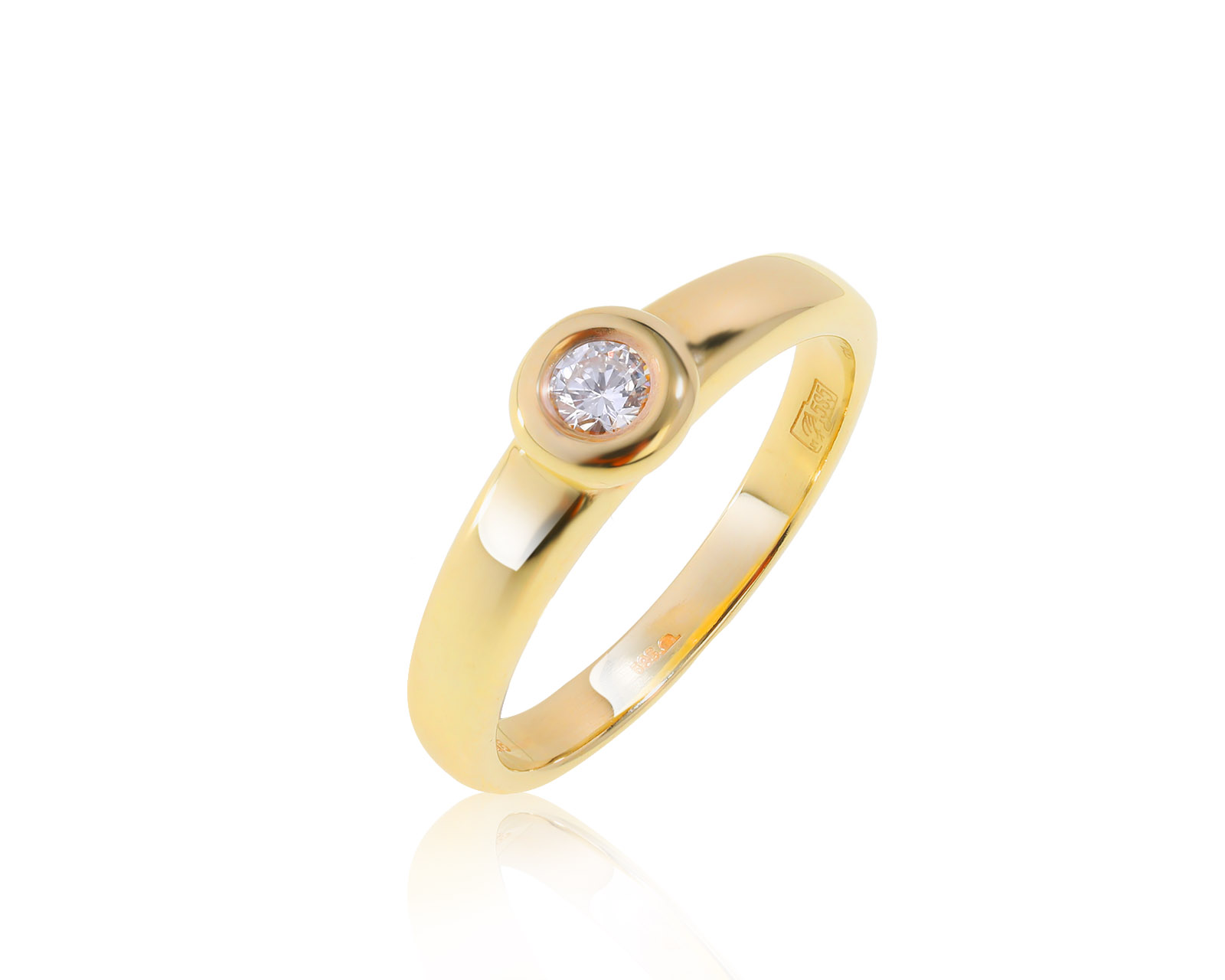 Элегантное золотое кольцо с бриллиантом 0.14ct