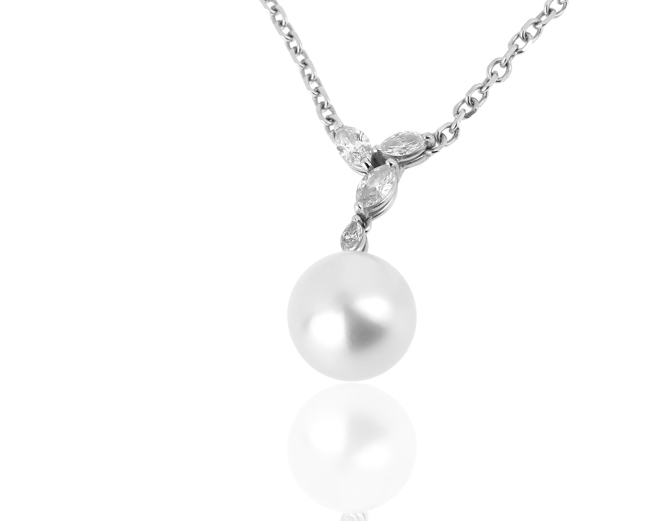 Оригинальная золотая подвеска с жемчугом и бриллиантами 0.50ct Mikimoto 260319/26