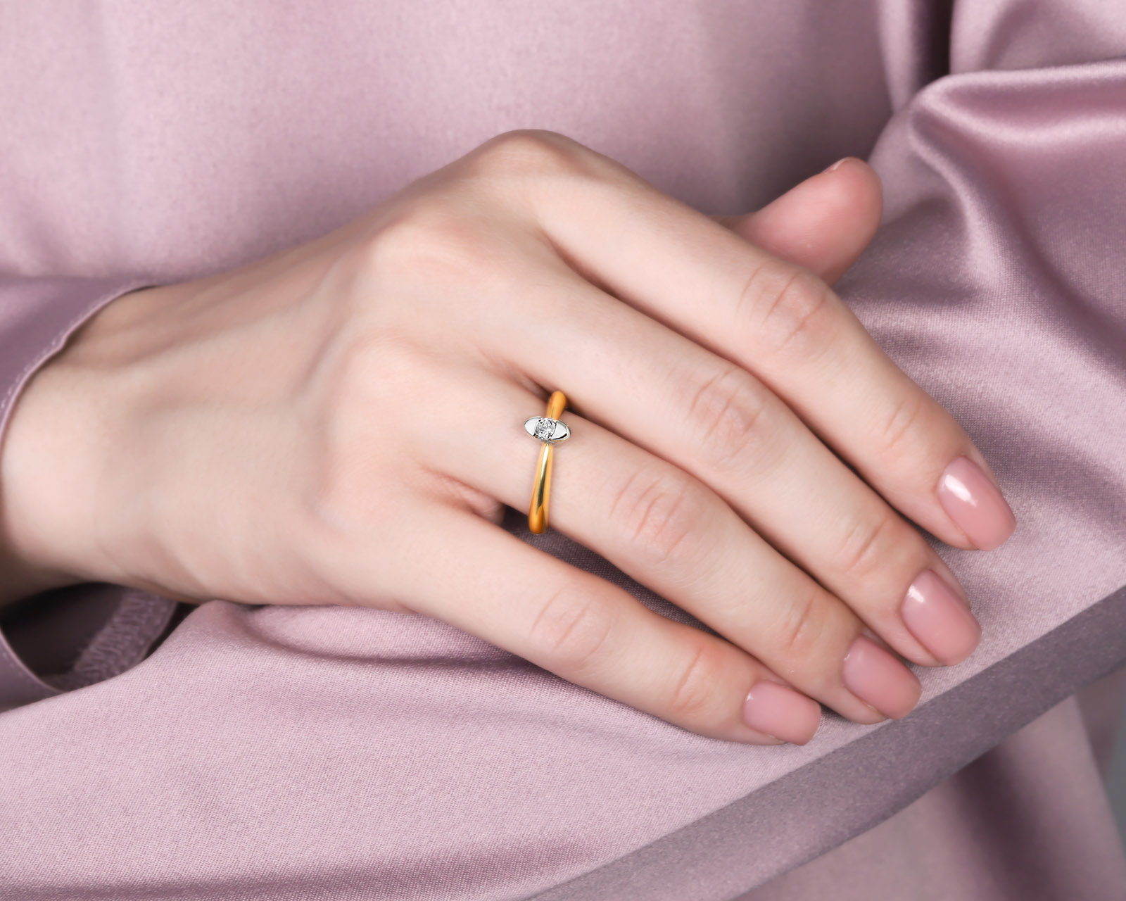 Оригинальное золотое кольцо с бриллиантом 0.13ct Piero Milano