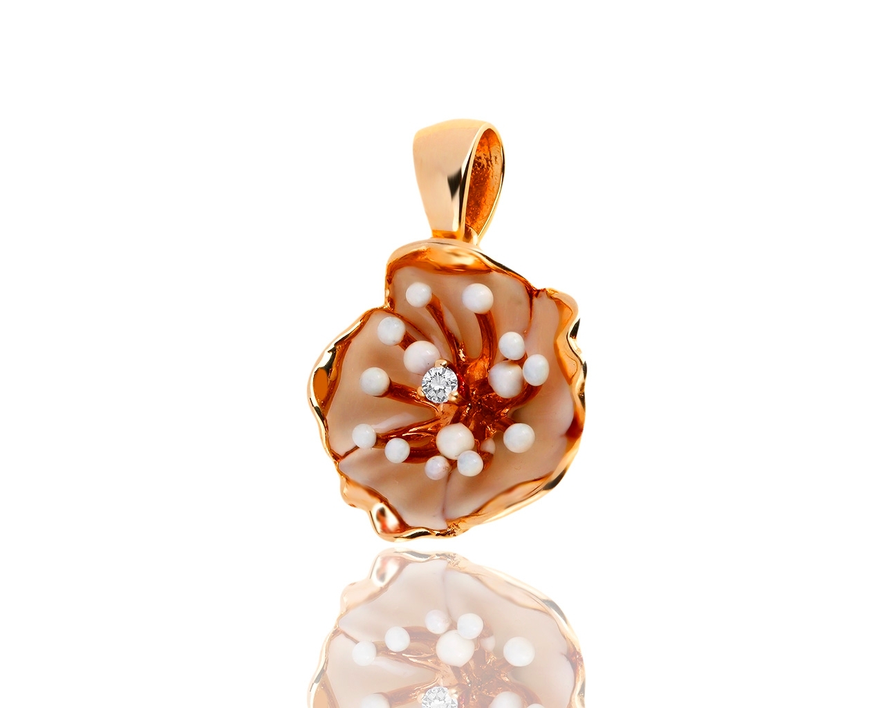 Оригинальная золотая подвеска с эмалями и бриллиантом 0.03ct Roberto Bravo 180519/7