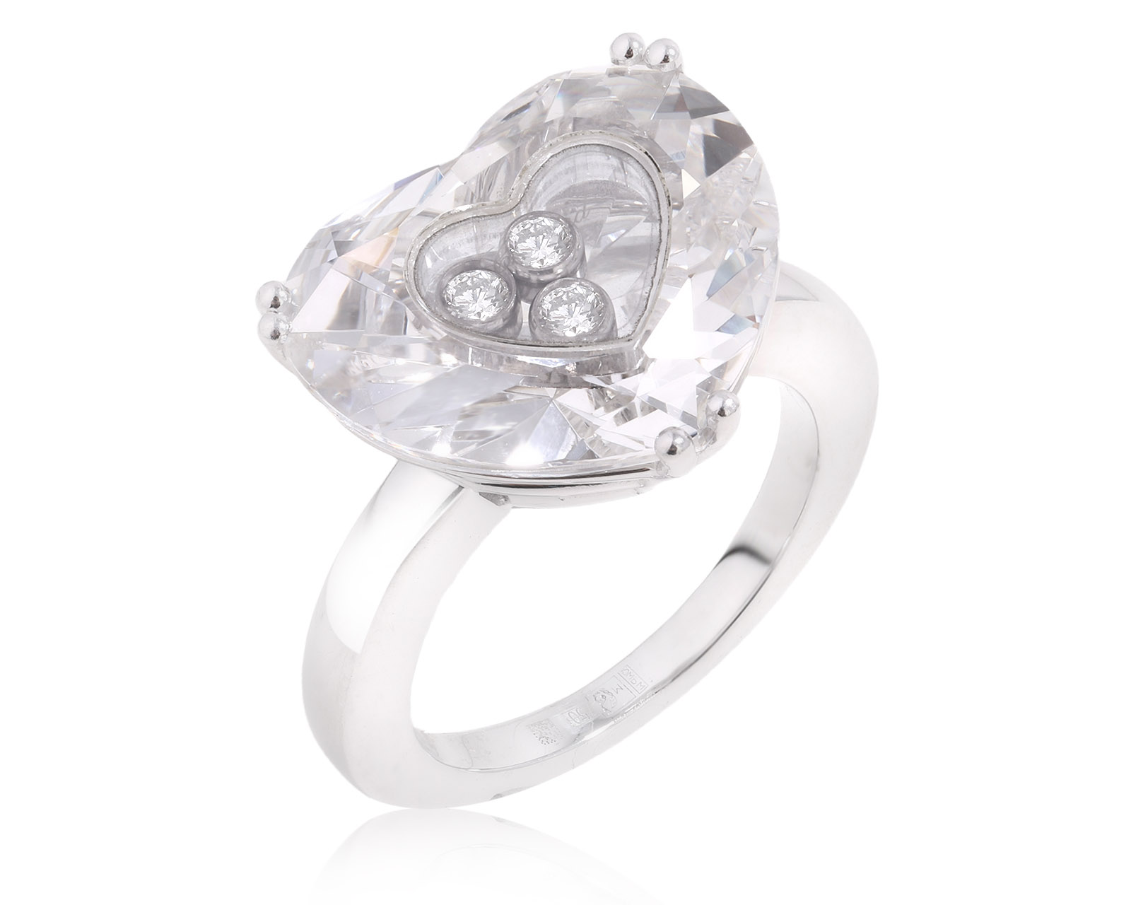 Оригинальное золотое кольцо Chopard So Happy Rock Crystal Heart