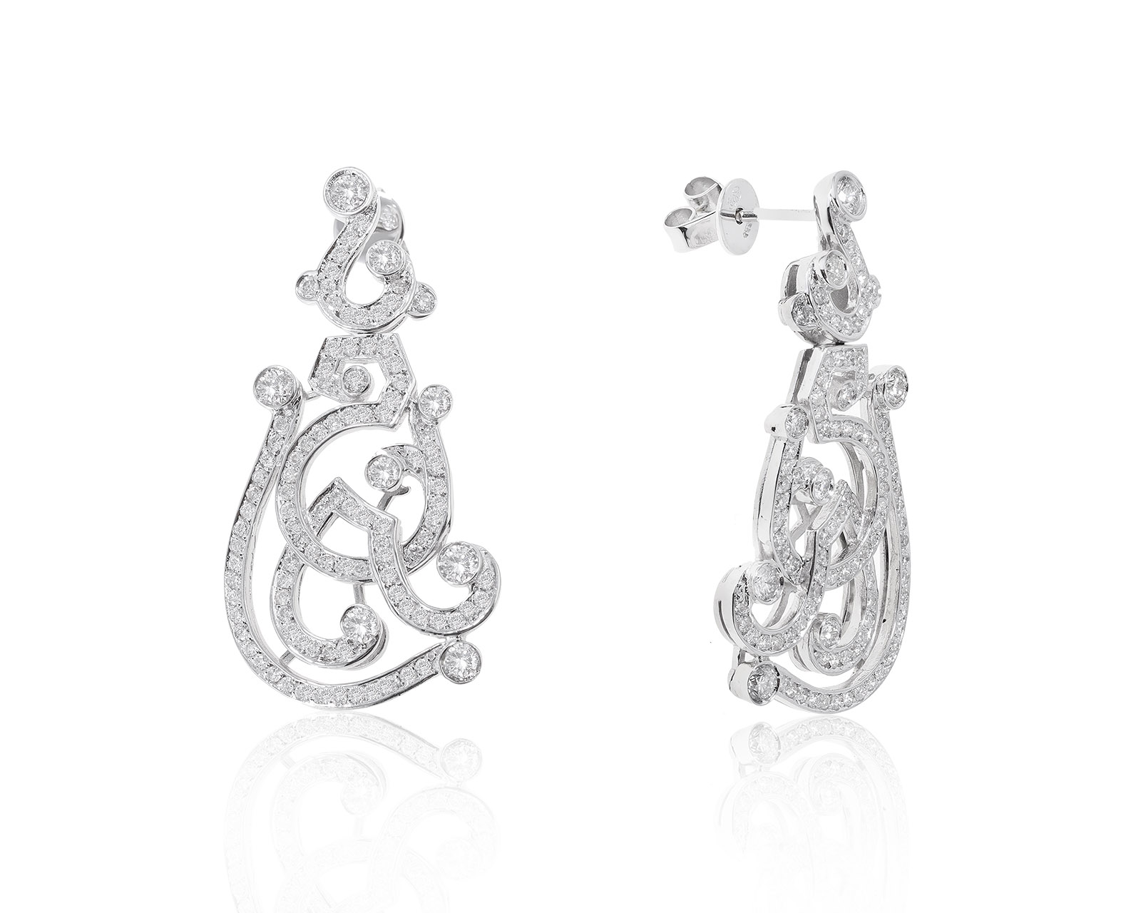 Изысканные золотые серьги с бриллиантами 2.17ct 060822/1