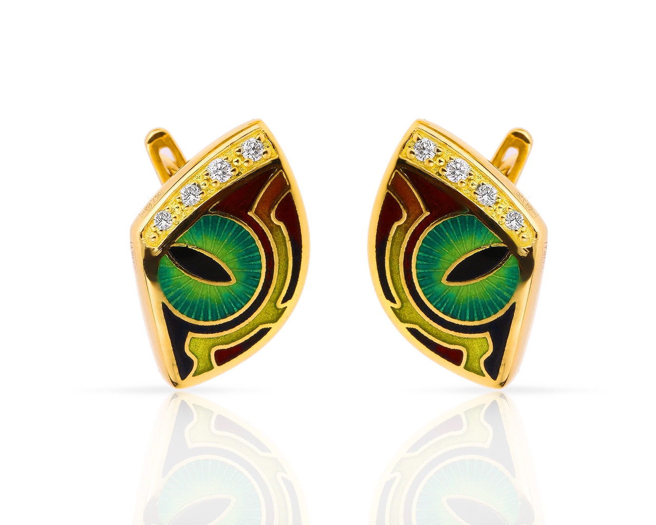 Необычные золотые серьги с бриллиантами 0.10ct Marmelad 080618/3