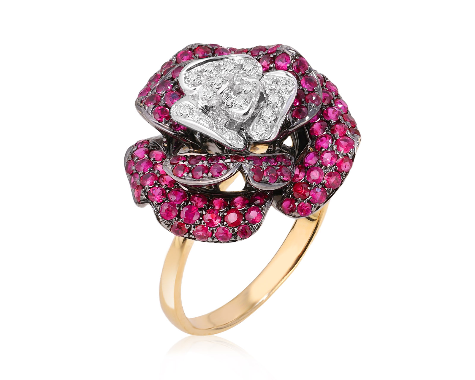 Золотое кольцо с рубинами 1.54ct и бриллиантами 0.15ct 211025/8
