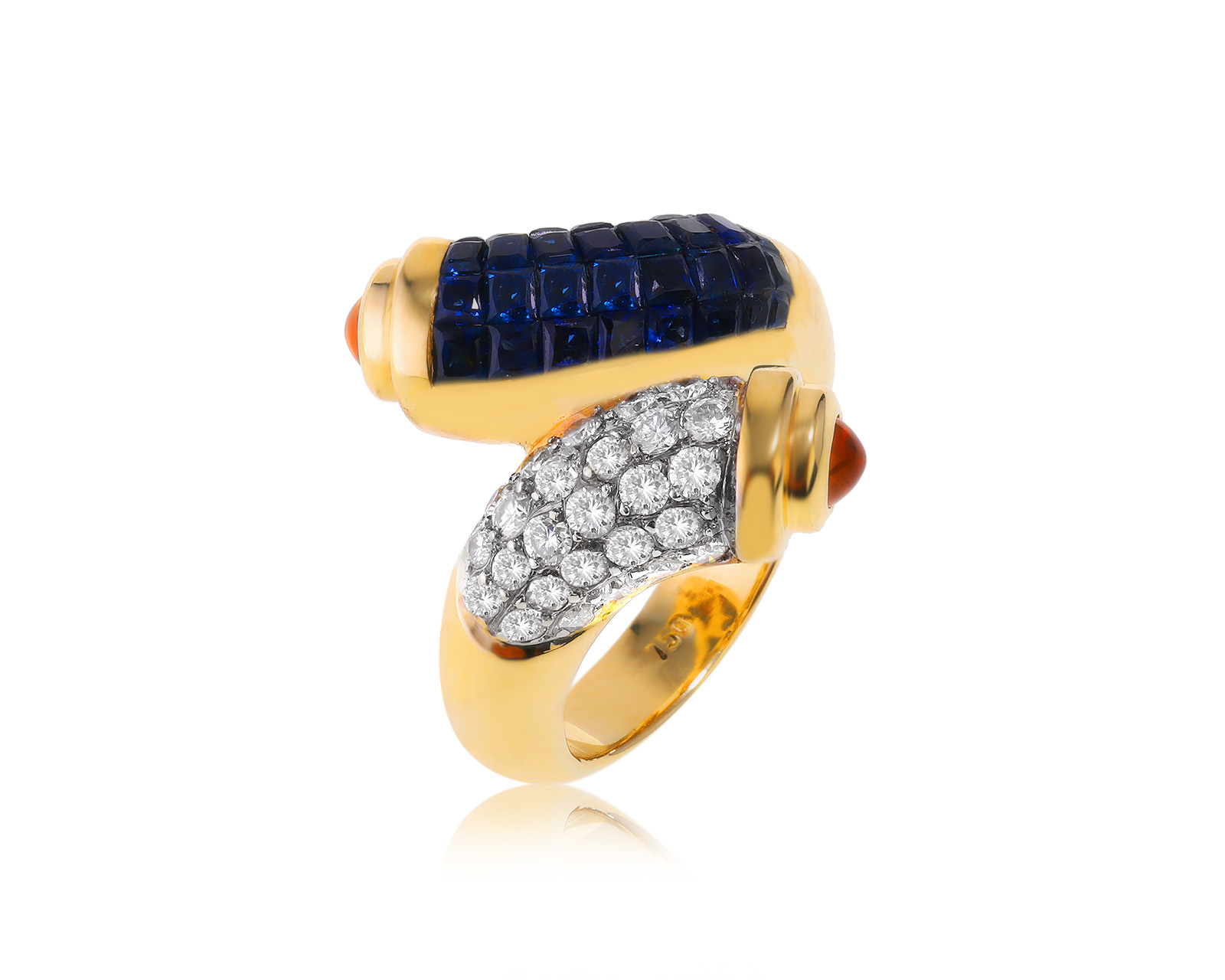 Золотое кольцо с сапфирами 2.00ct и бриллиантами 0.62ct