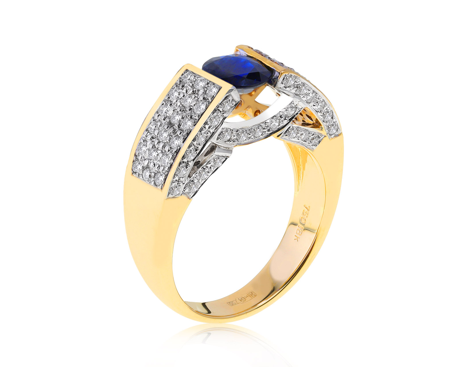 Волшебное золотое кольцо с сапфиром 0.80ct