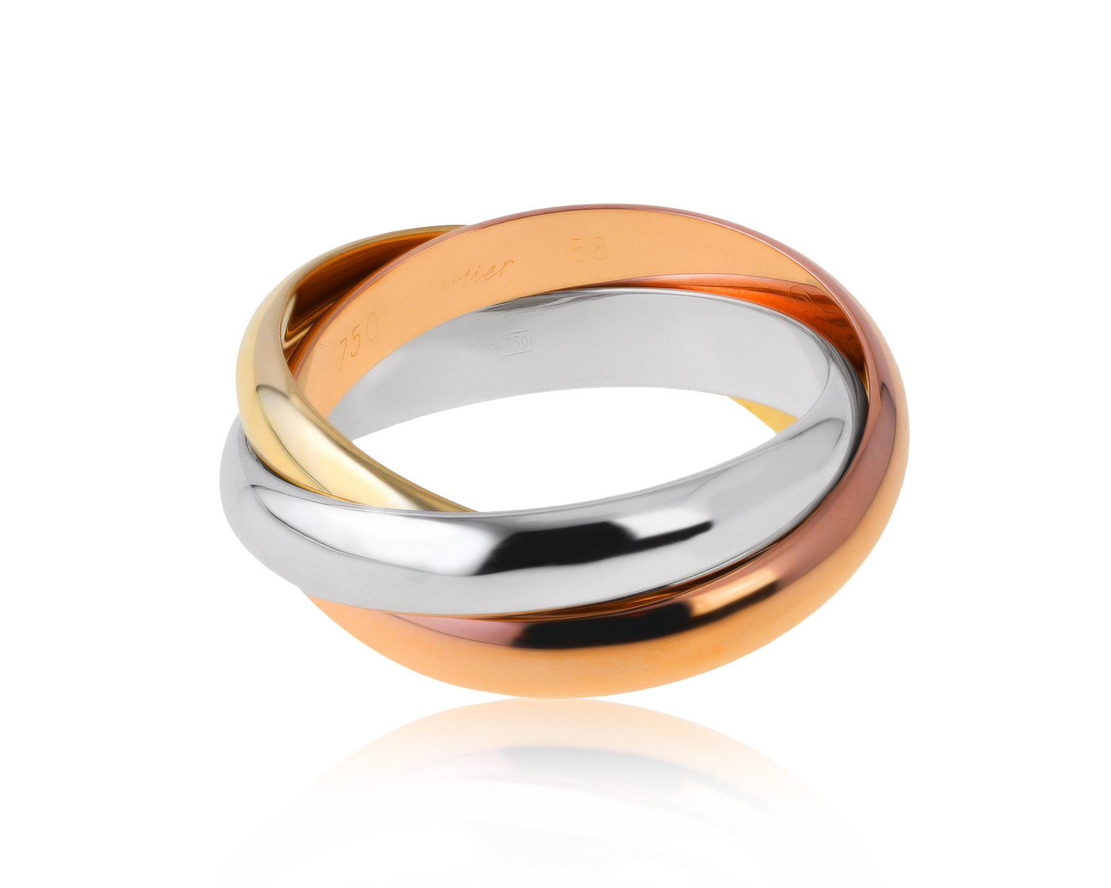 Оригинальное золотое кольцо Cartier Trinity 140821/1