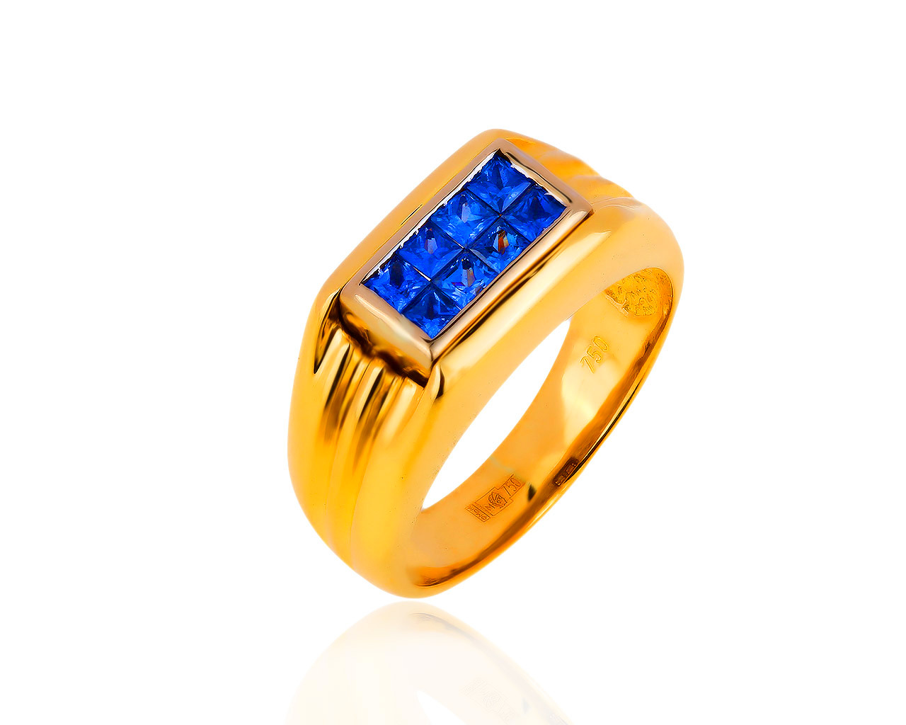 Восхитительное золотое кольцо с сапфирами 0.55ct