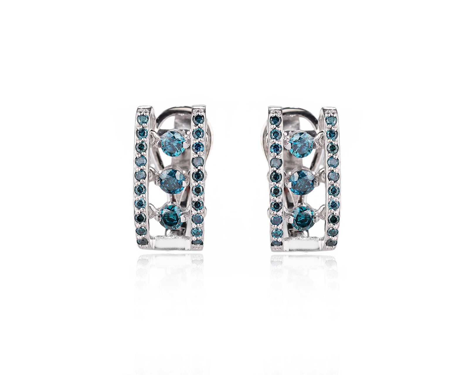 Оригинальные золотые серьги с голубыми бриллиантами 0.94ct Roberto Bravo Salsa 220726/4