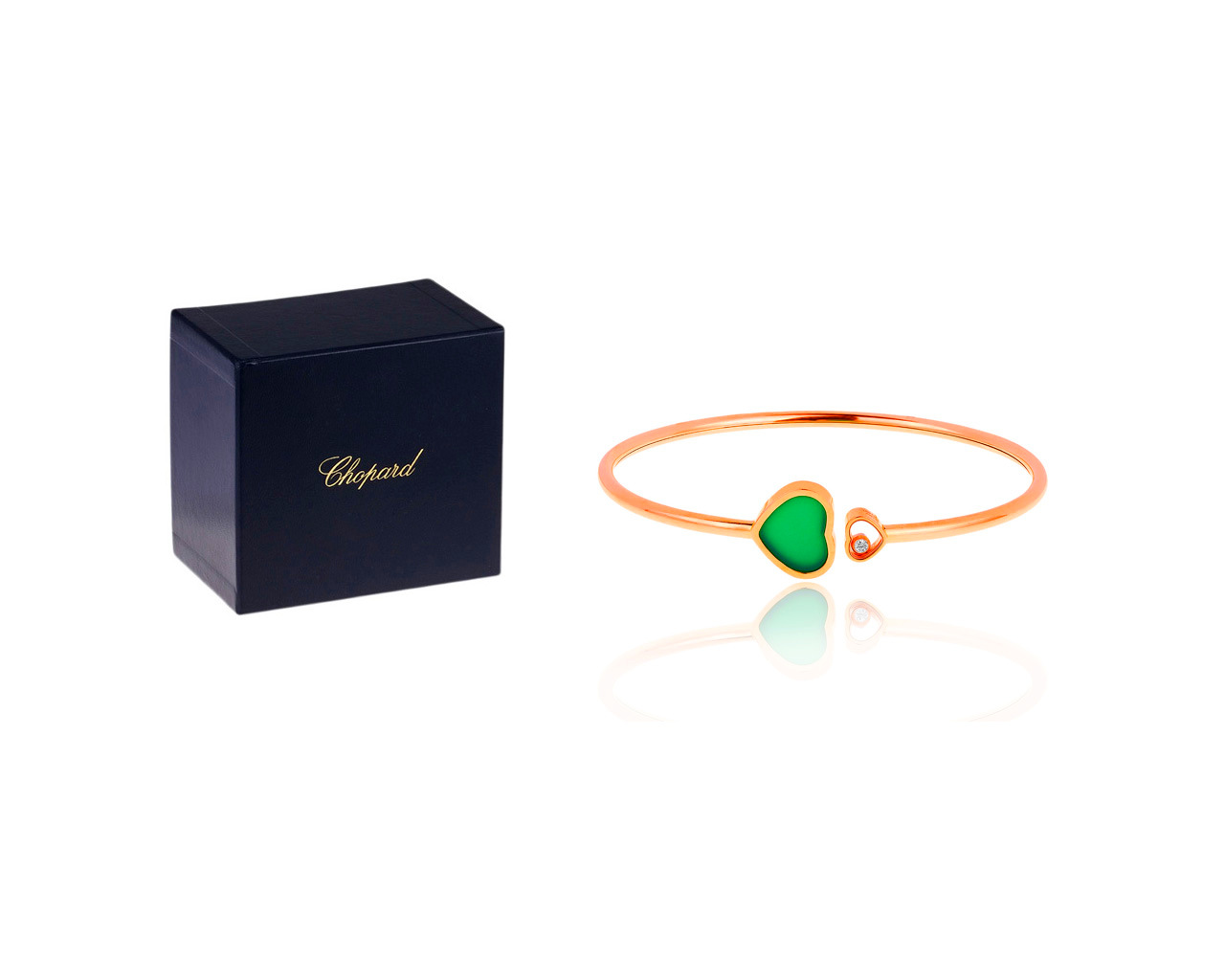 Золотой браслет с нефритом и бриллиантом Chopard Happy Hearts