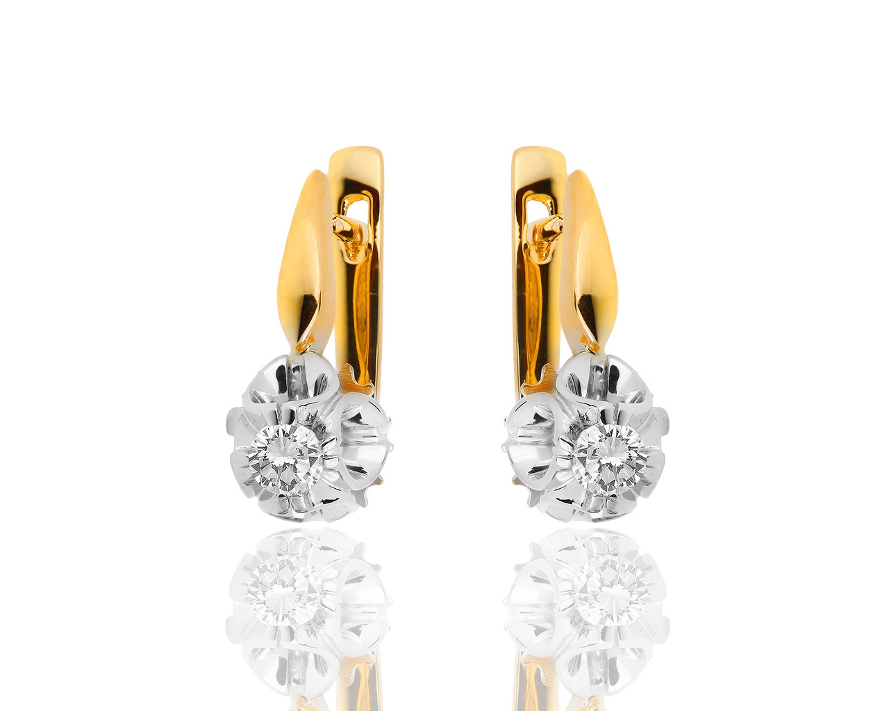 Классические золотые серьги с бриллиантами 0.33ct 031218/9