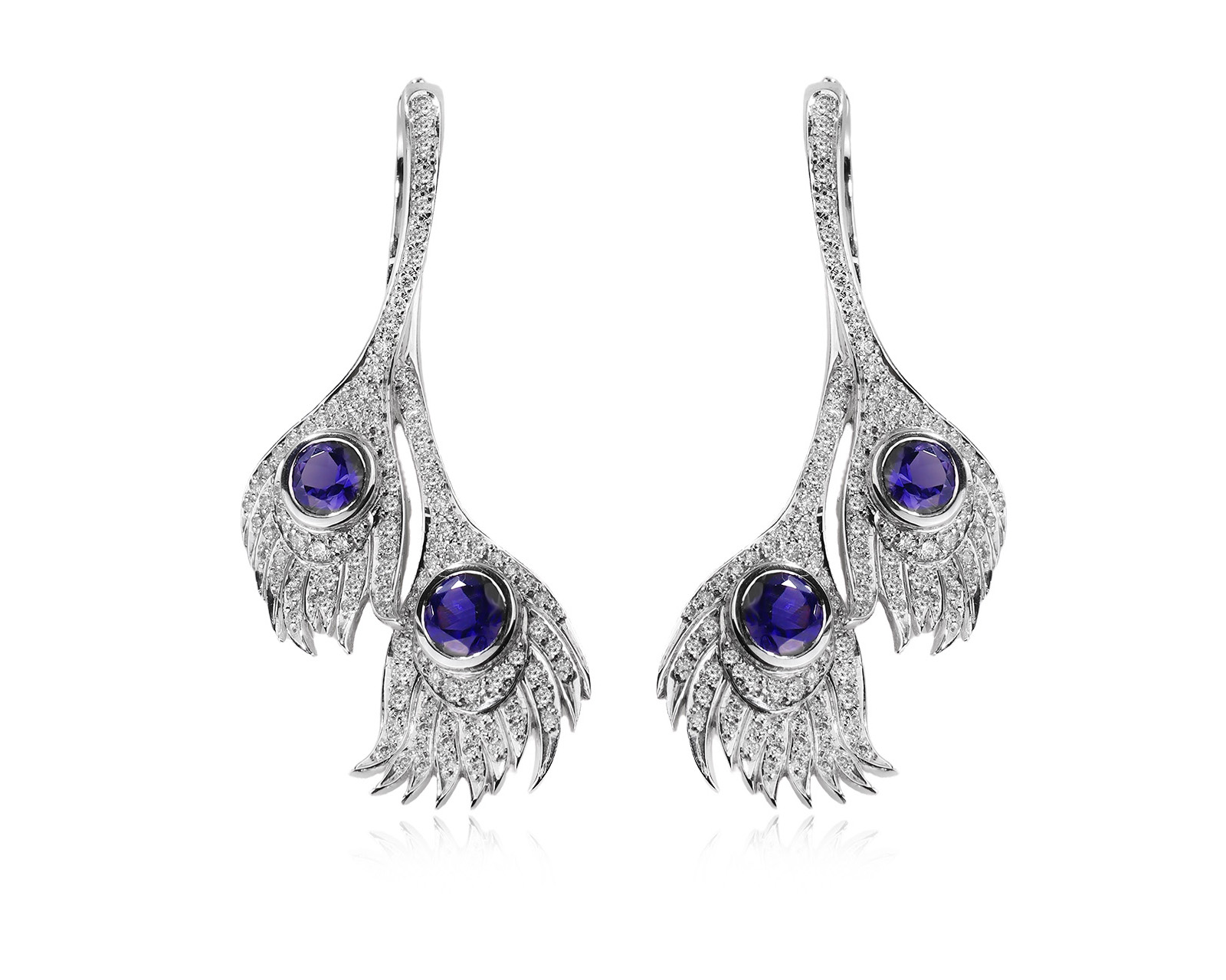 Оригинальные золотые серьги с иолитами 2.20ct Carrera y Carrera Peacock 190326/ПКМ331