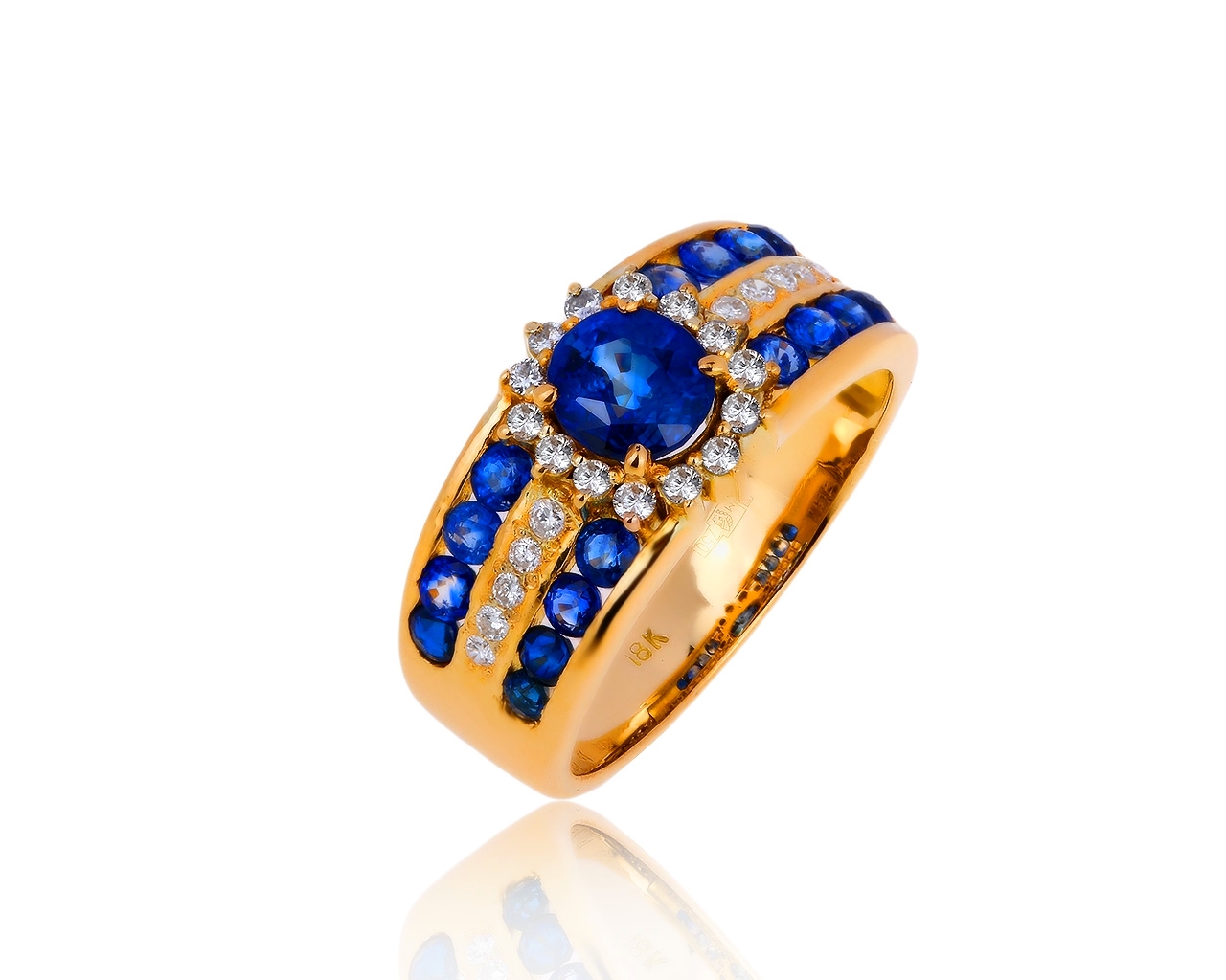 Царское золотое кольцо с сапфирами 2.10ct 281019/24 Царское золотое кольцо с сапфирами 2.10ct 281019/24