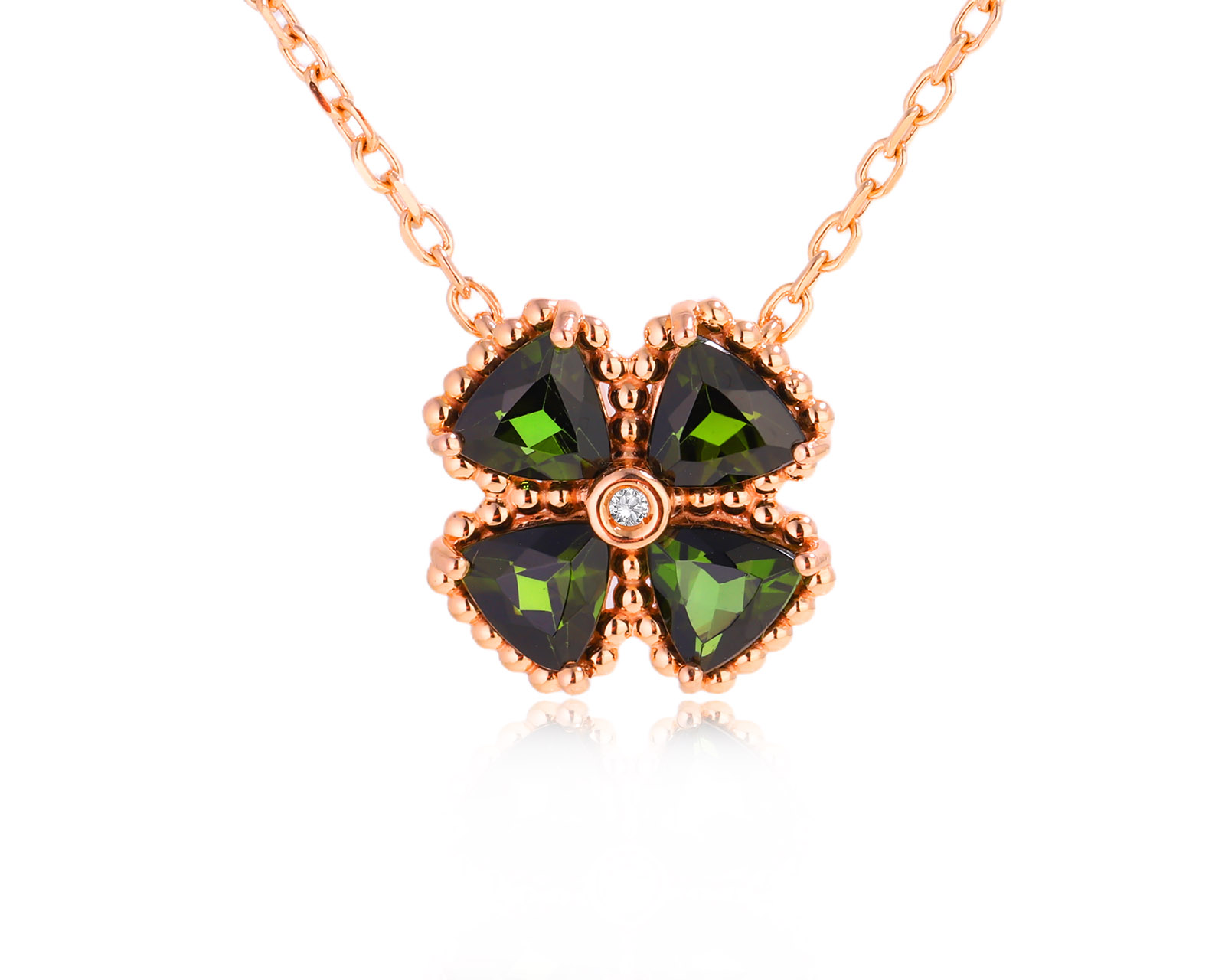 Золотое колье с турмалинами верделитами 1.74ct