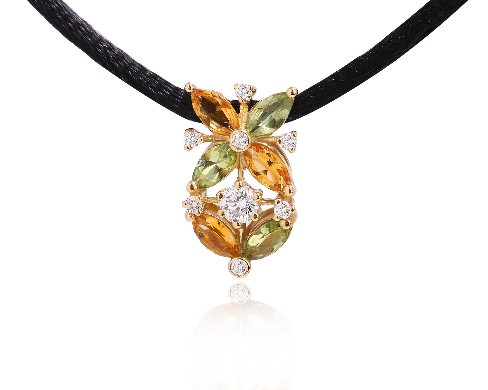 Золотой кулон с хризолитами 0.75ct и цитринами 0.60ct 251024/10