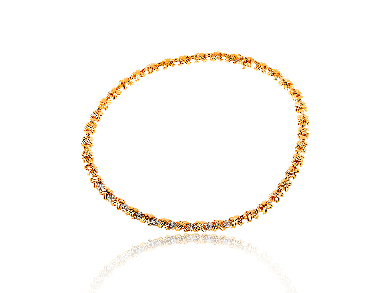 Оригинальное золотое колье с бриллиантами 1.08ct Tiffany&Co