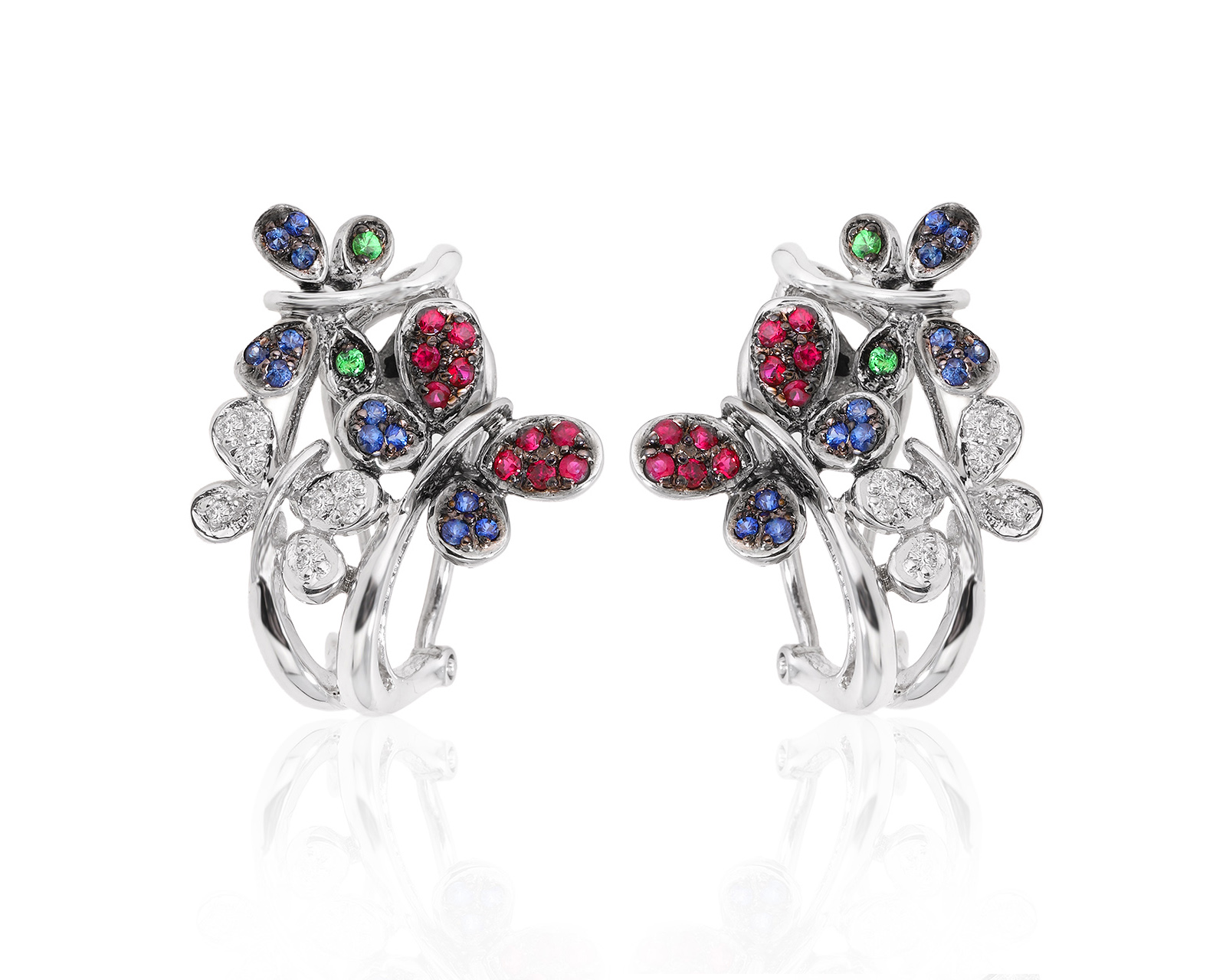 Золотые серьги с цветными камнями 0.96ct 300125/23 Золотые серьги с цветными камнями 0.96ct 300125/23