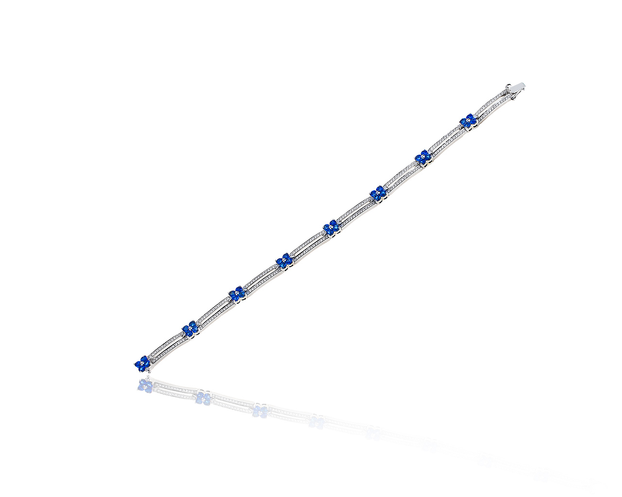 Оригинальный золотой браслет с бриллиантами 1.34ct и сапфирами 3.00ct Mauro Conti 040819/23