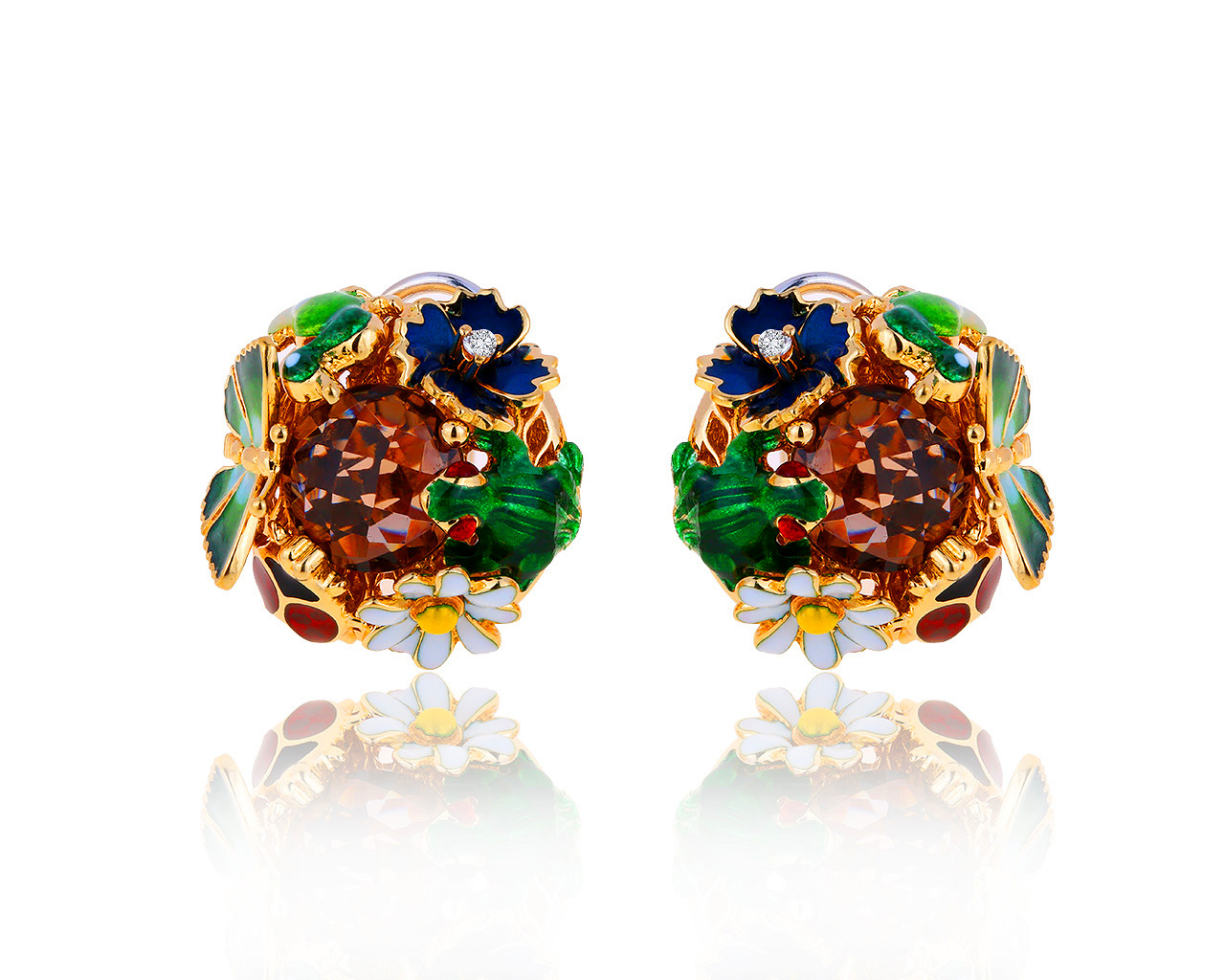 Оригинальные золотые серьги с бриллиантами 0.05ct Roberto Bravo 060819/2