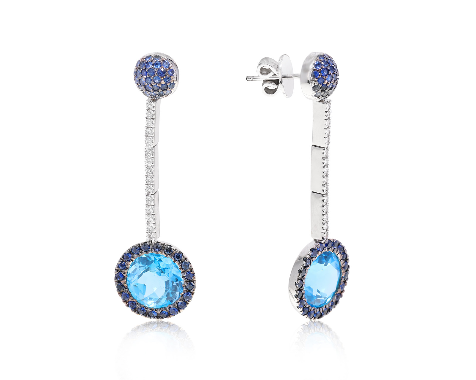 Золотые серьги с топазами 8.50ct и сапфирами 1.53ct 240523/17