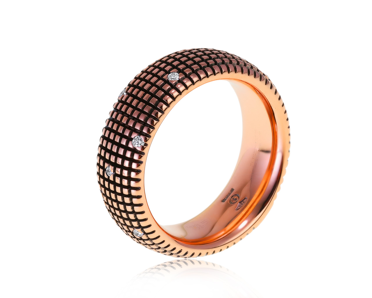 Оригинальное золотое кольцо с бриллиантами 0.14ct Damiani Metropalitan 300121/1