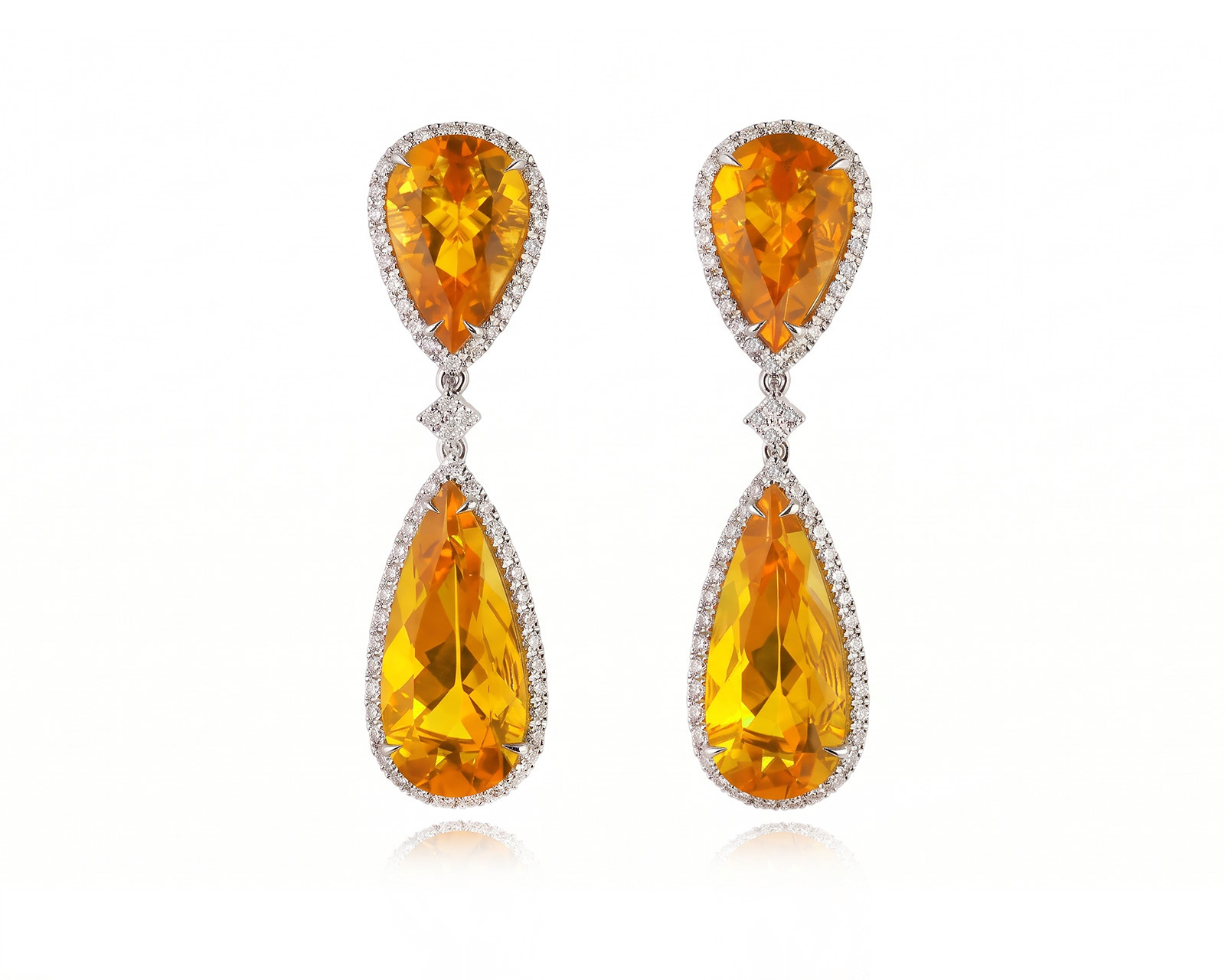 Золотые серьги с огненными опалами 10.55ct и бриллиантами 0.89ct Evgeny Matveev 061026/Б352