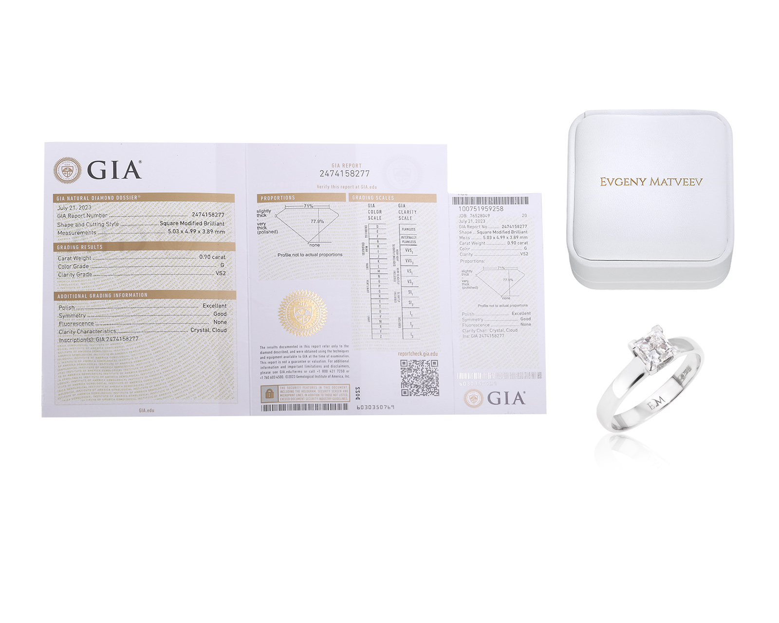 Золотое кольцо с бриллиантом 0.90ct Evgeny Matveev