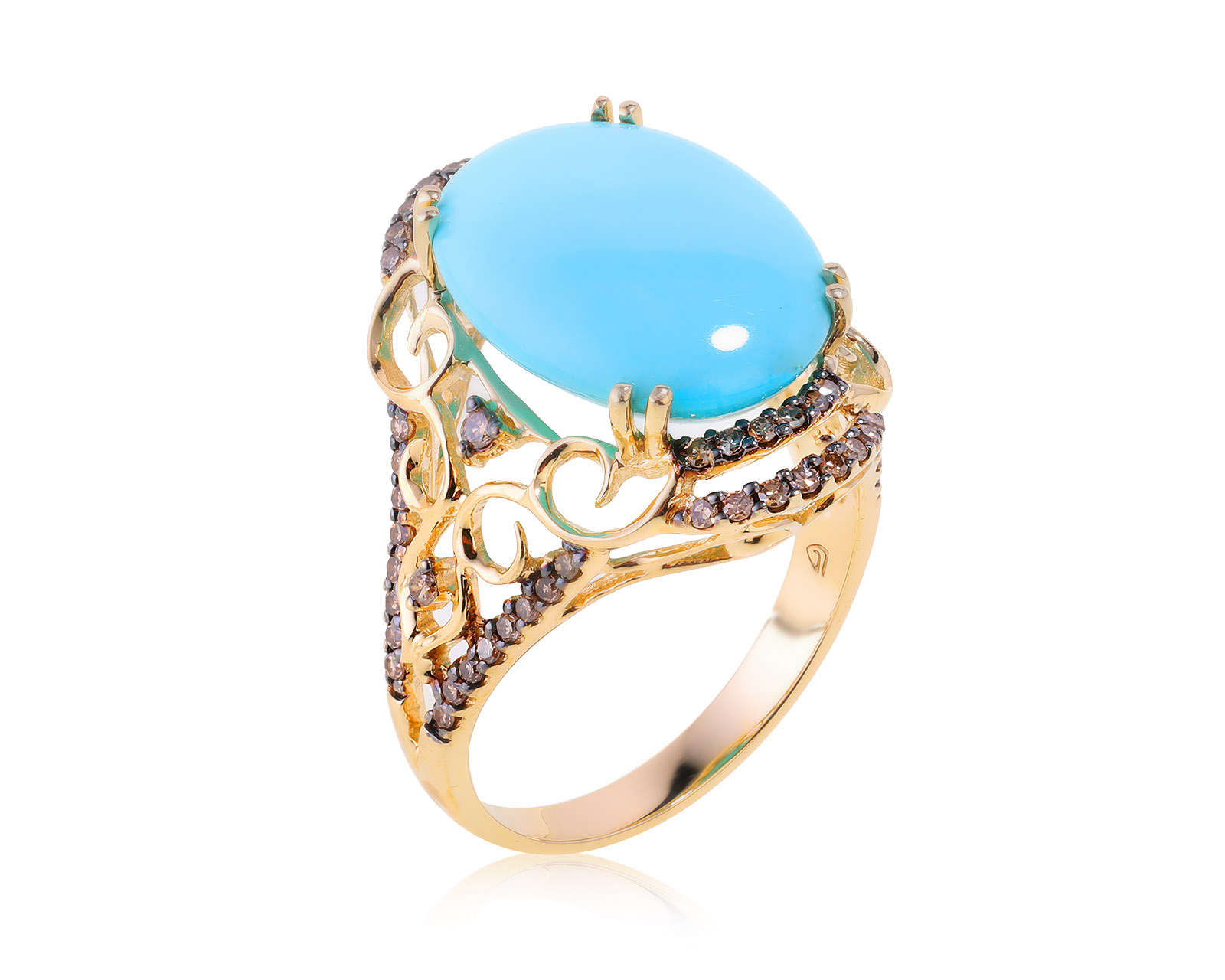 Потрясающее золотое кольцо с бирюзой 10.11ct 161022/4