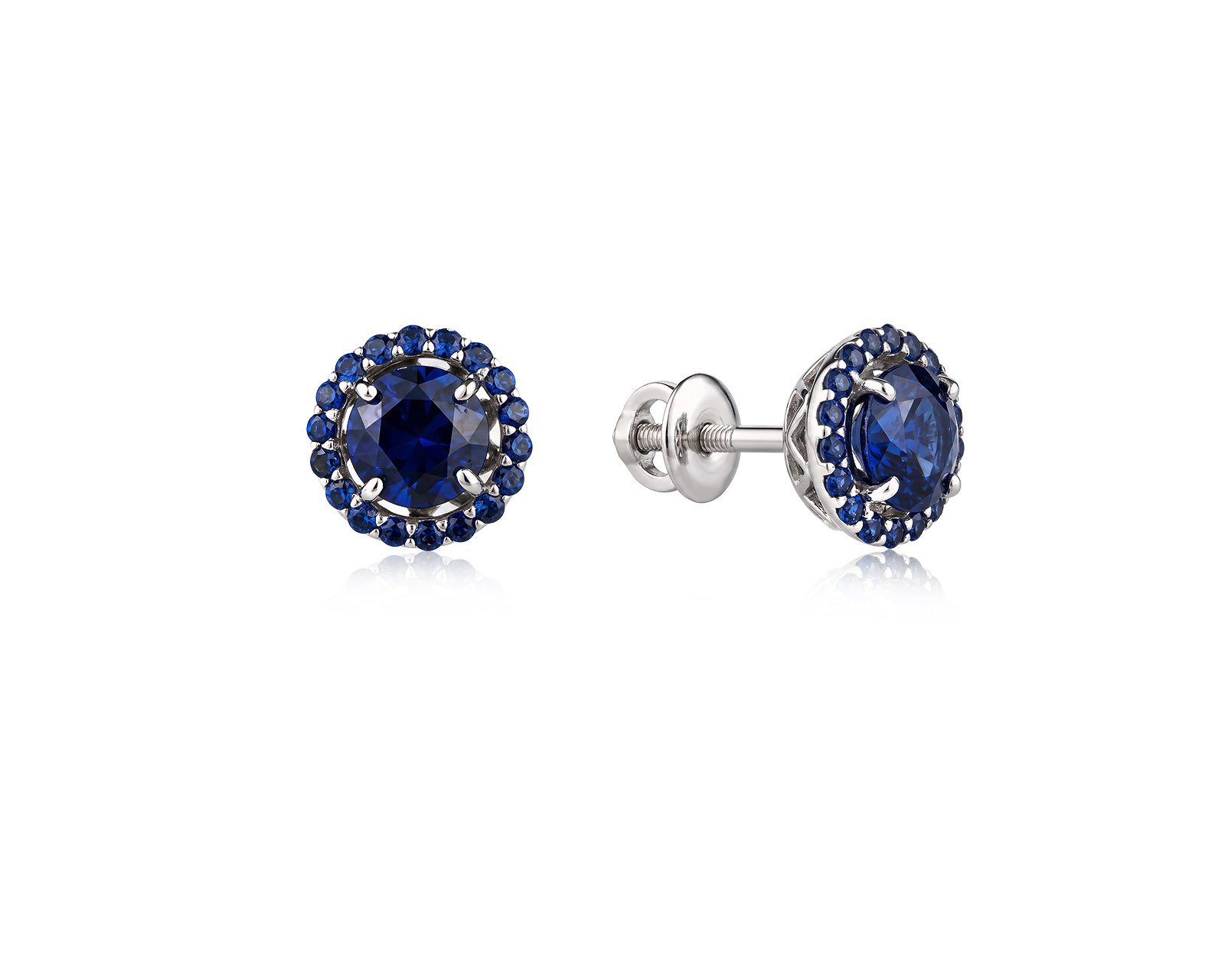 Оригинальные золотые серьги с сапфирами 0.98ct Lykov`s Jewellery 210726/КМ435; 210726/КМ436