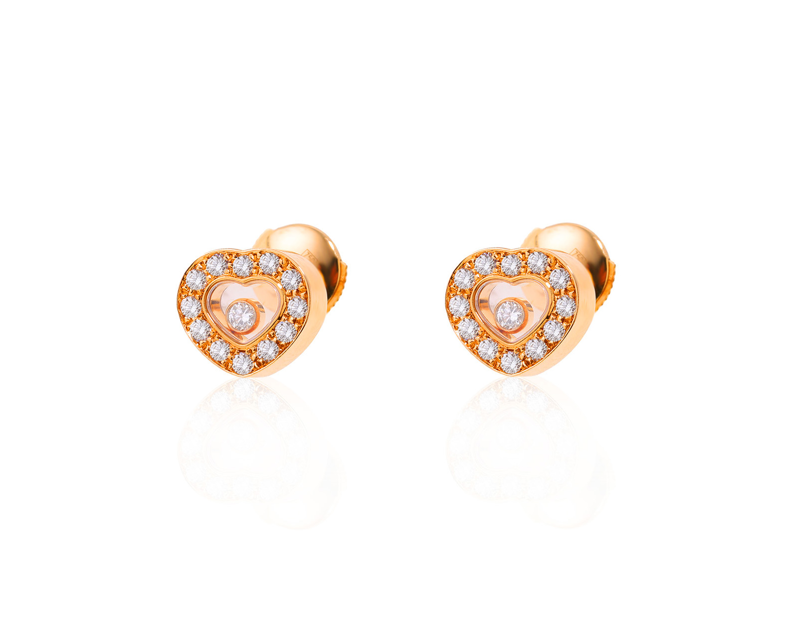 Оригинальные золотые серьги Chopard Happy Diamonds